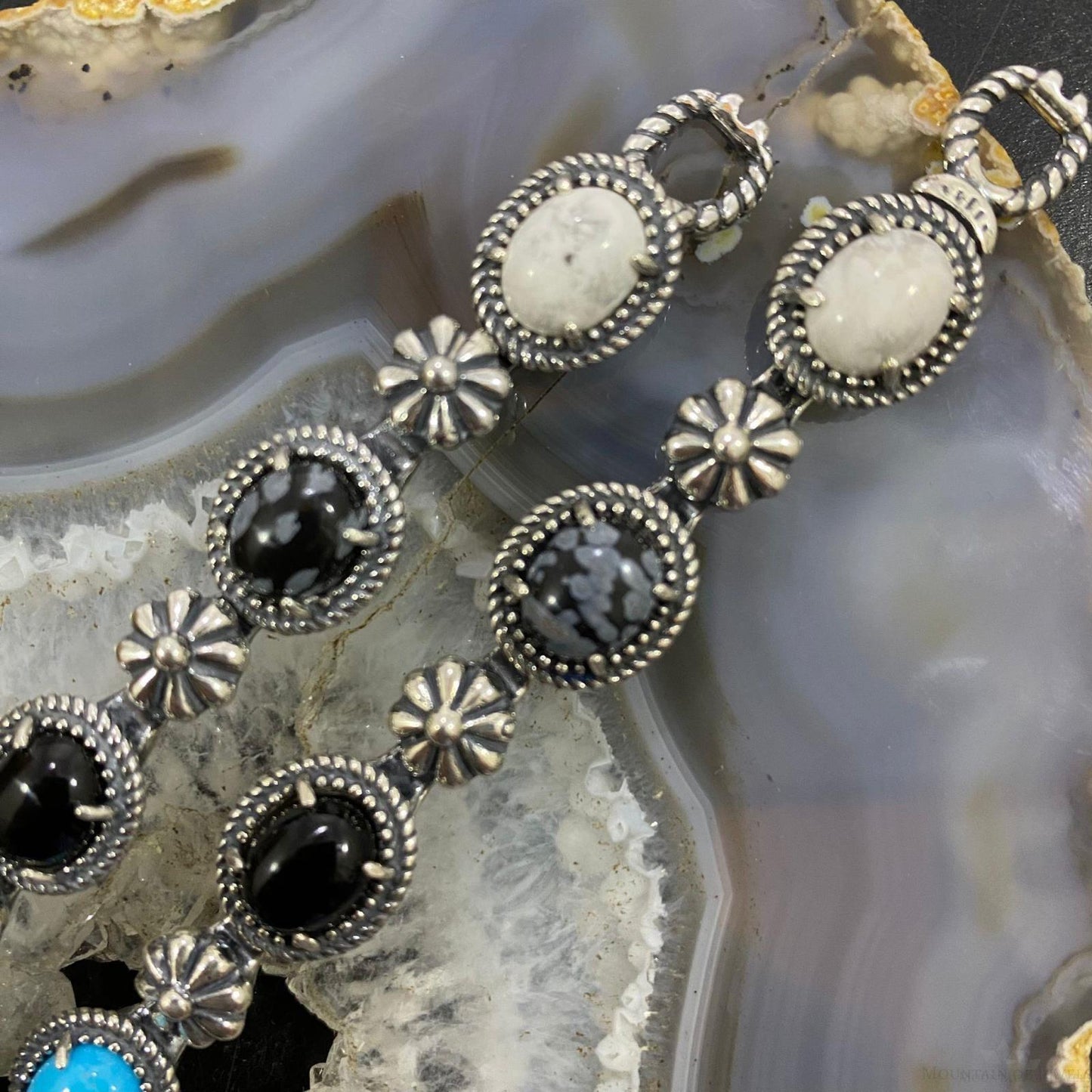 Carolyn Pollack Sterling Silver Multi Gemstone Decorated Link Bracelet For Women