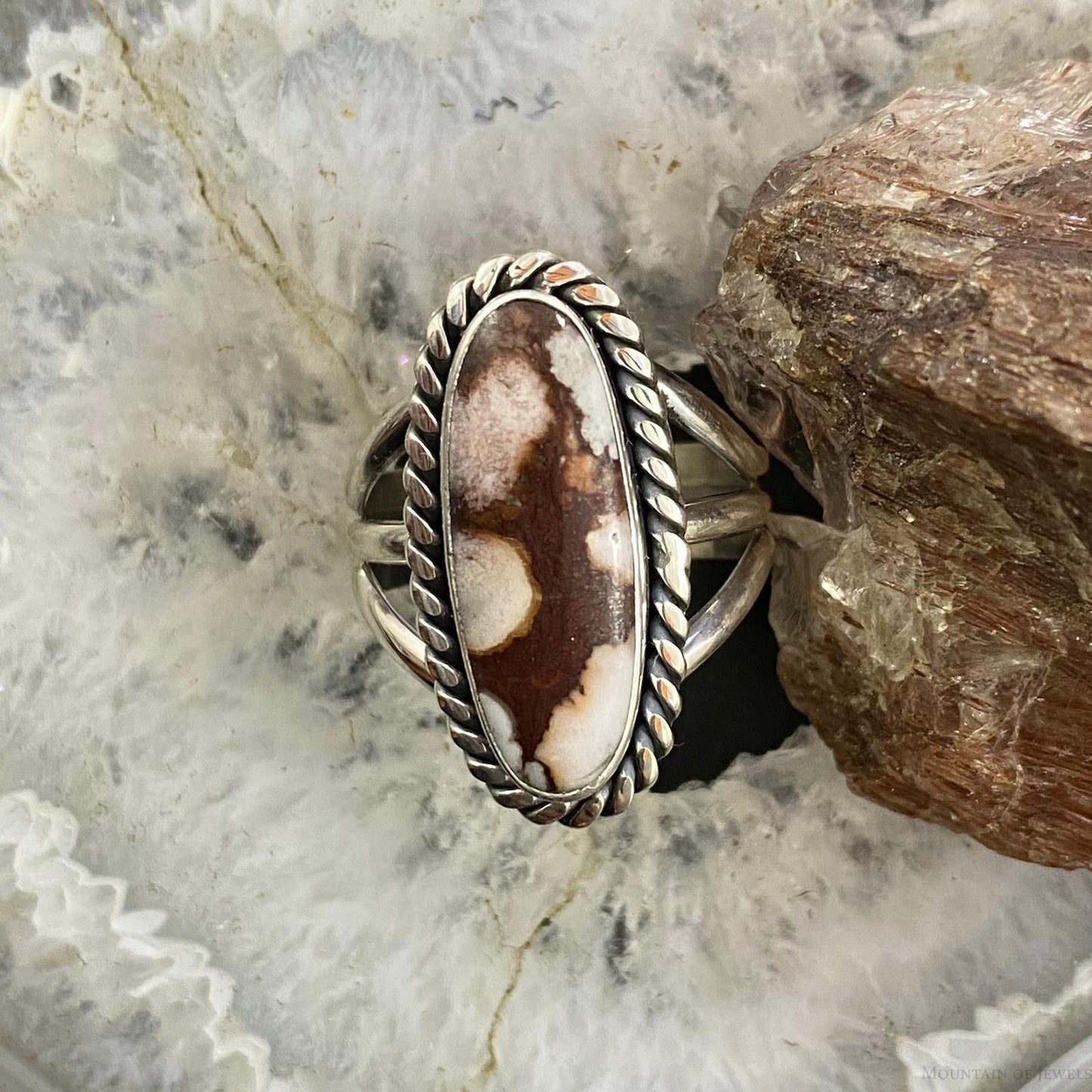 Native American Sterling Oval Wild Horse Decorated Ring Size 9.5 For Women