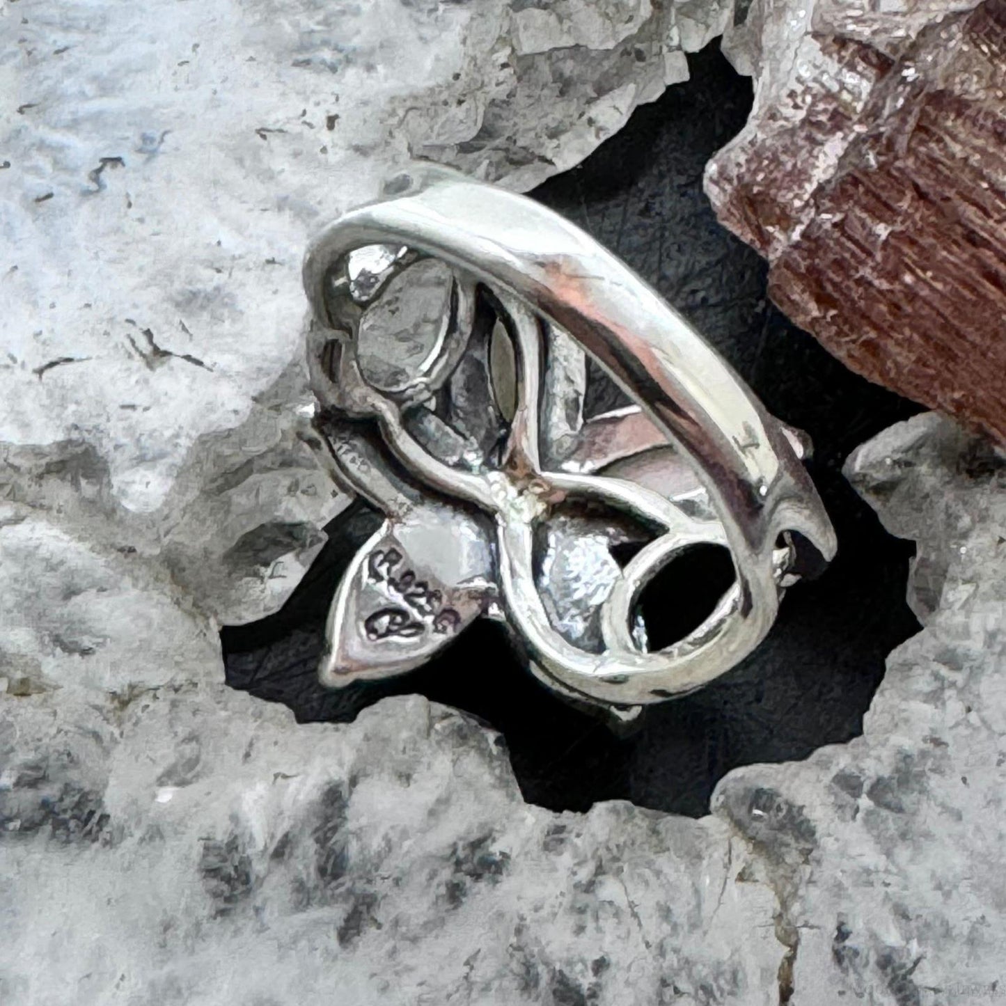 Carolyn Pollack Sterling Silver & Brass 5 Mother of Pearl Petals Flower Ring For Women