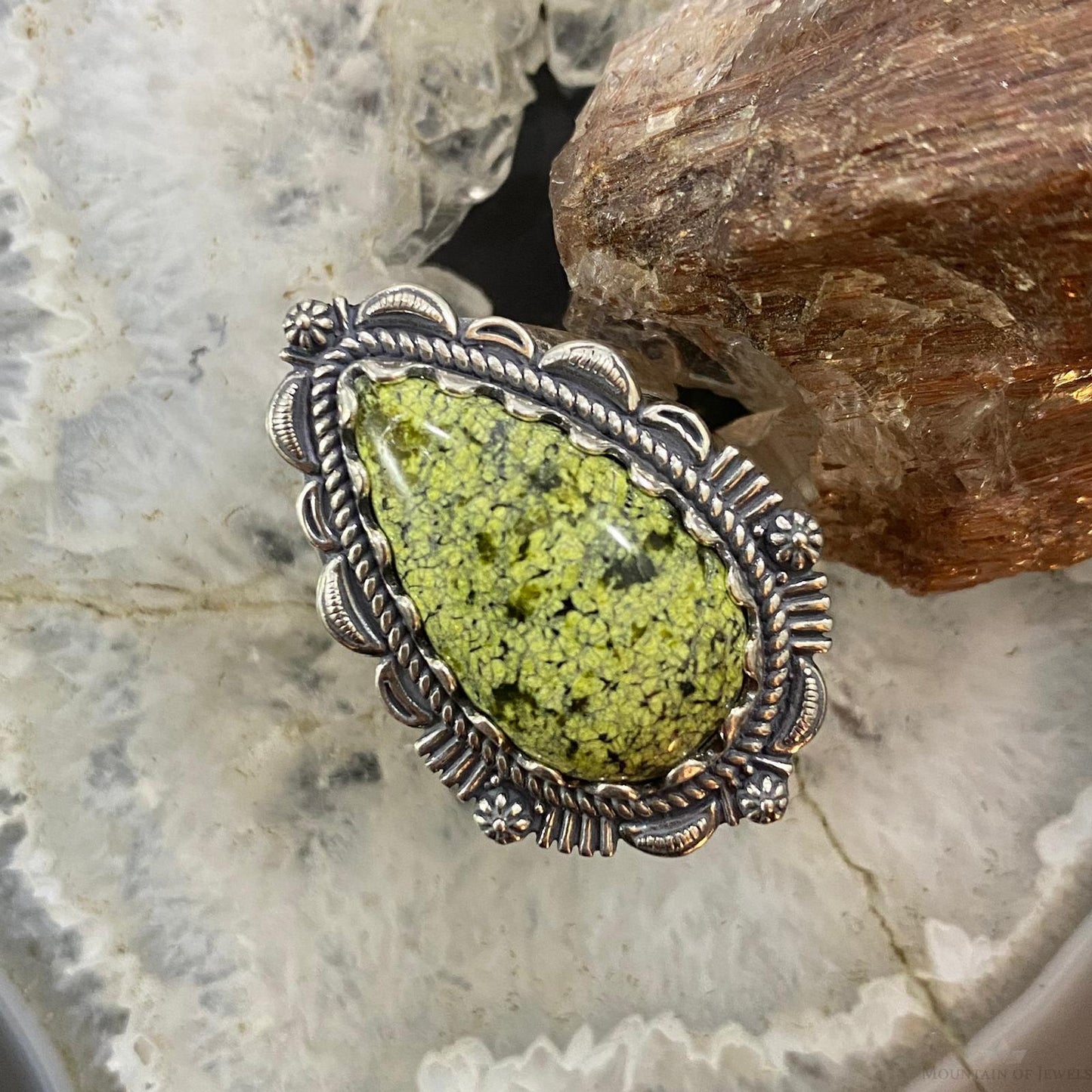 Carolyn Pollack Southwestern Style Sterling Silver Pear Serpentine Decorated Ring For Women, Variety of Sizes