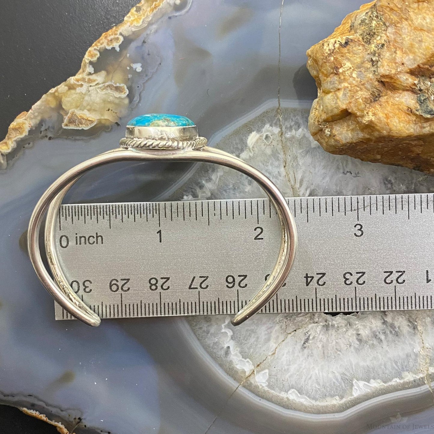 Vintage Native American Silver Turquoise Split Shank Bracelet For Women