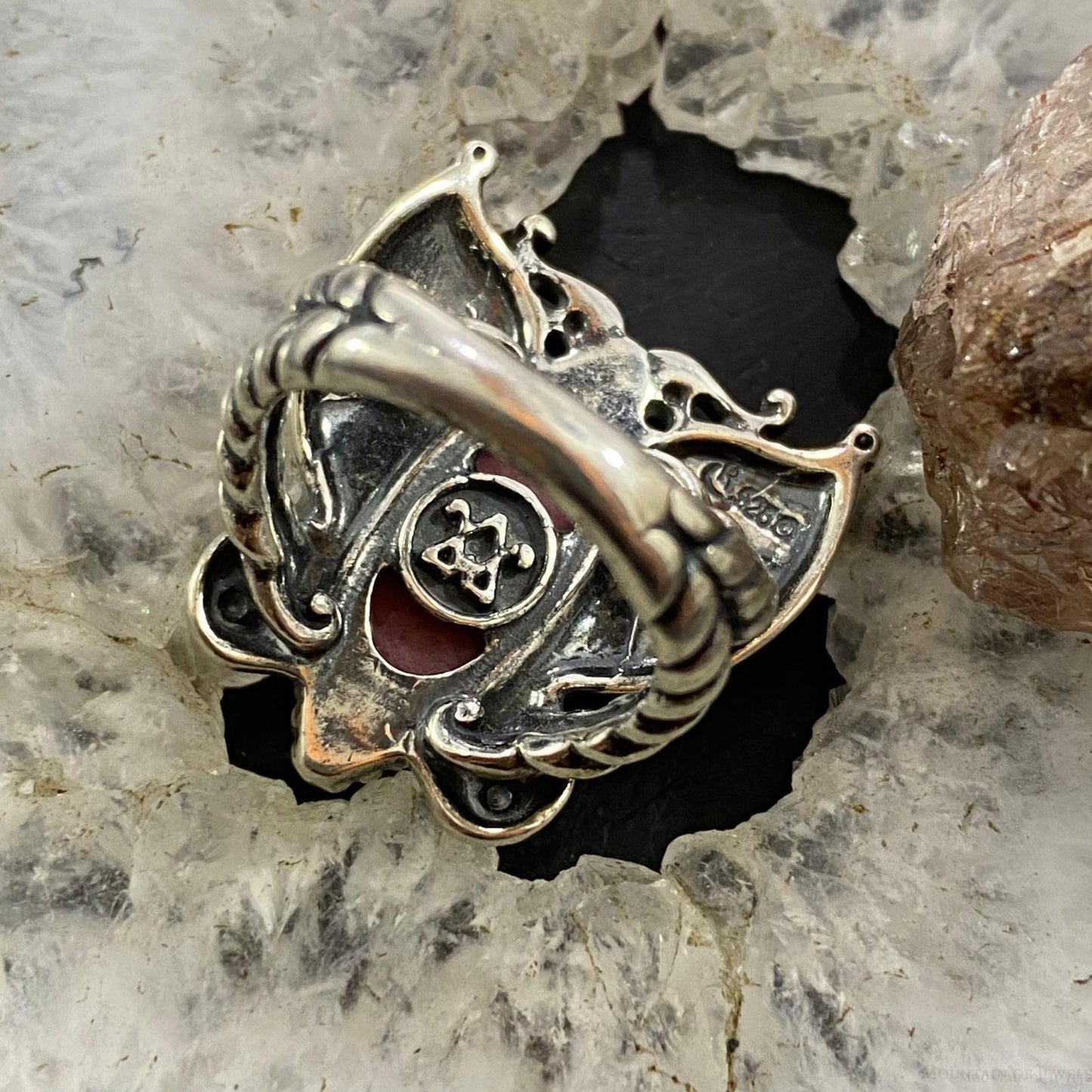 Carolyn Pollack Southwestern Style Sterling Silver Pink Rhodonite Butterfly Ring For Women