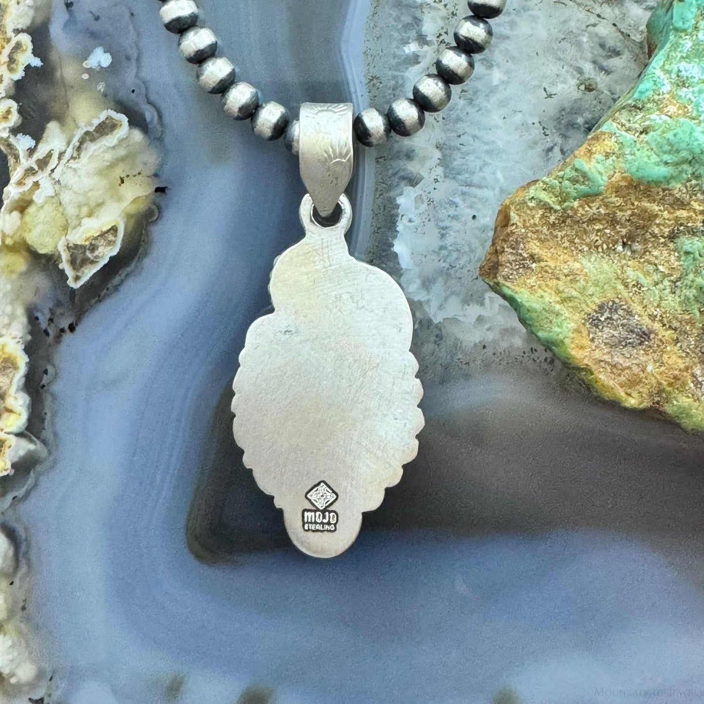Sterling Silver Southwestern Style Oval Green Sonora Gold Turquoise Pendant For Women