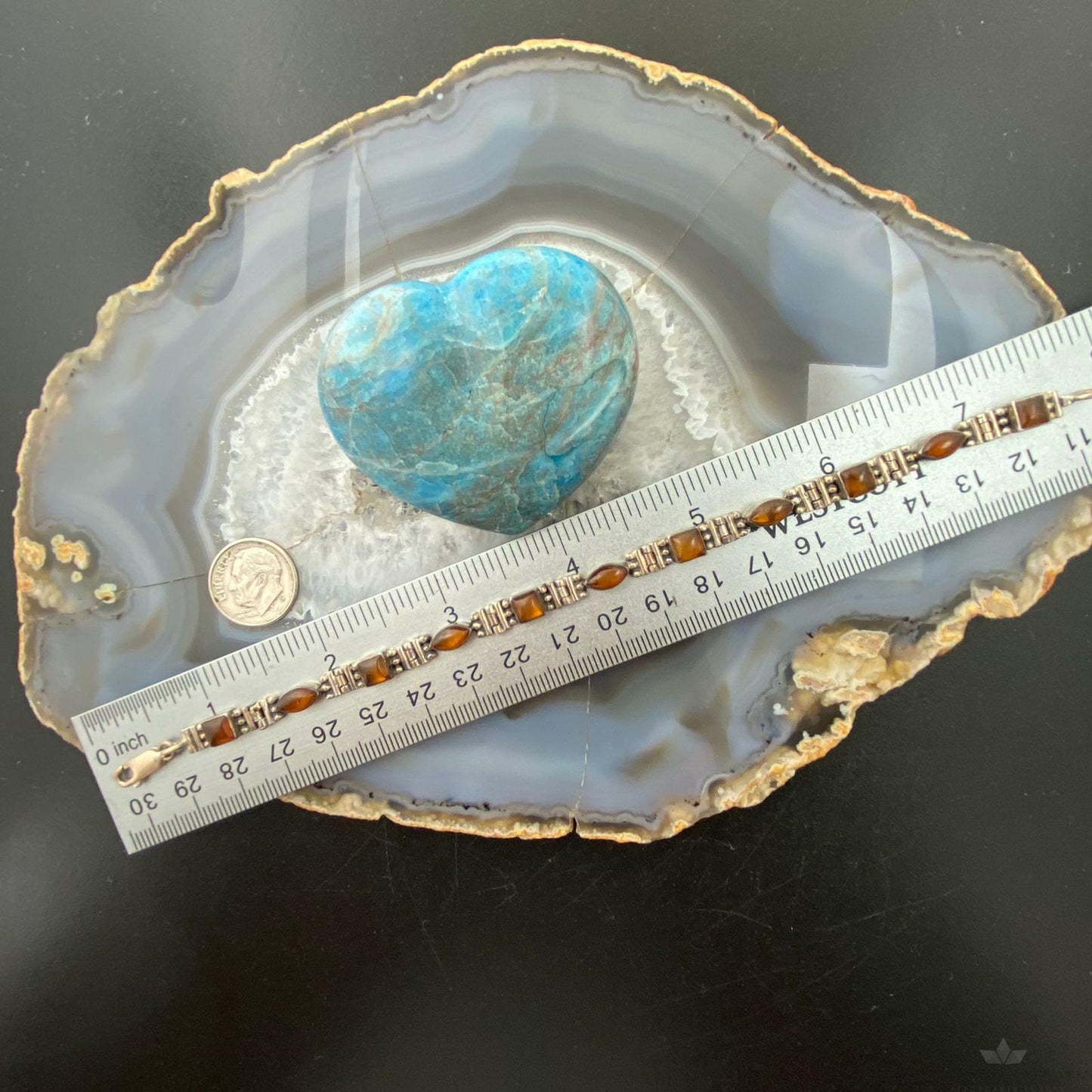 Sterling Silver Marquise and Square Amber Link Tennis Bracelet For Women