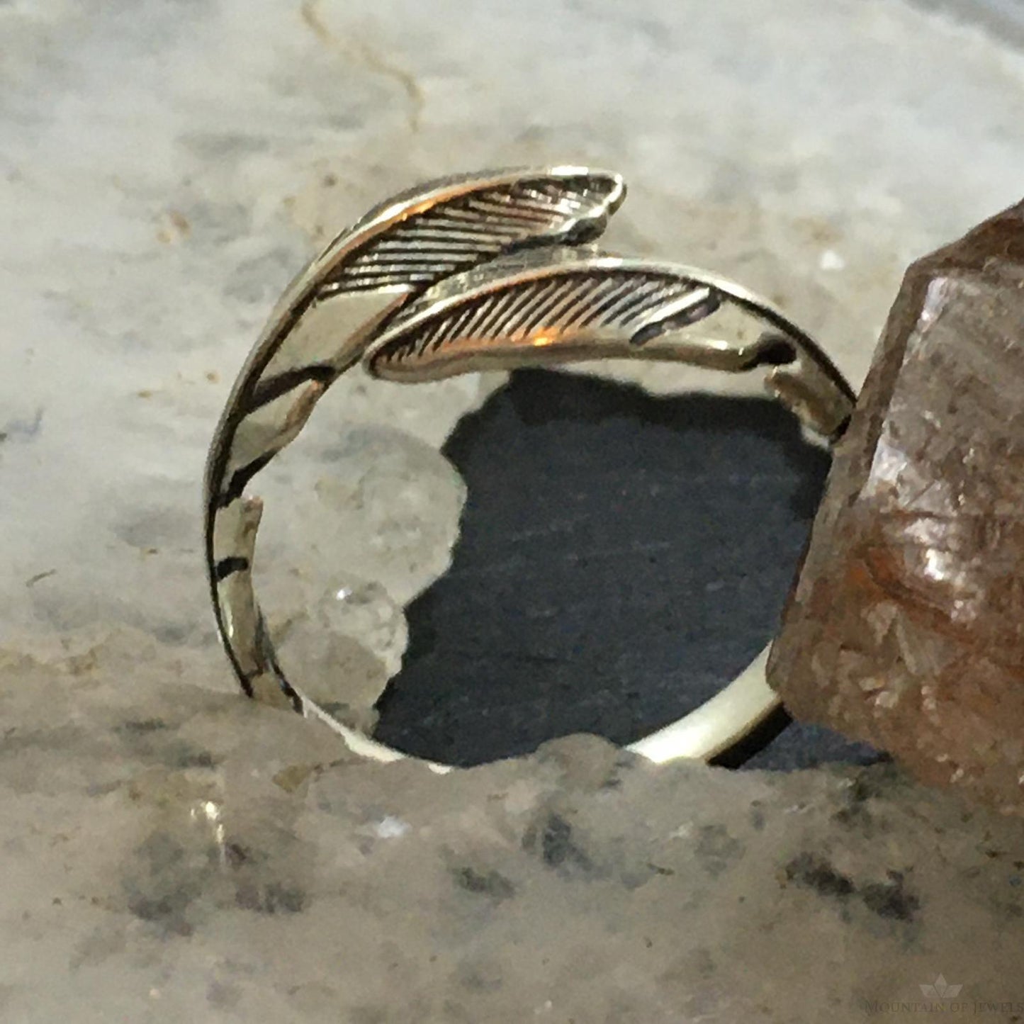 Carolyn Pollack Southwestern Style Sterling Silver Double Feather Ring For Women
