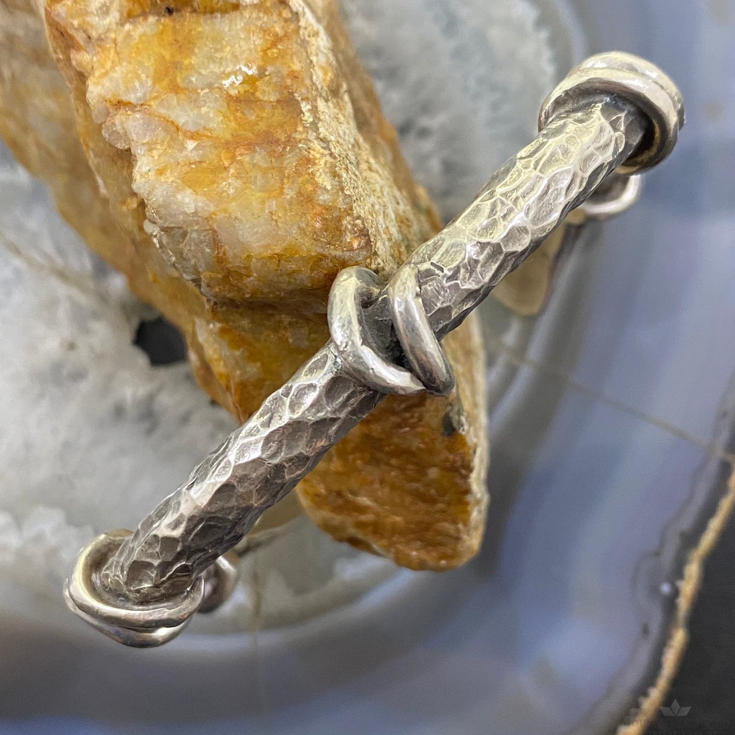 Vintage Native American Silver Unique Hammered Rounded Solid Unisex Bracelet