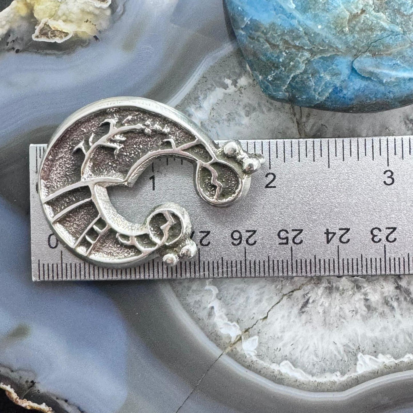 Gary Custer Native American Navajo Sterling Silver Tufa Cast Mother & Child Pendant For Women