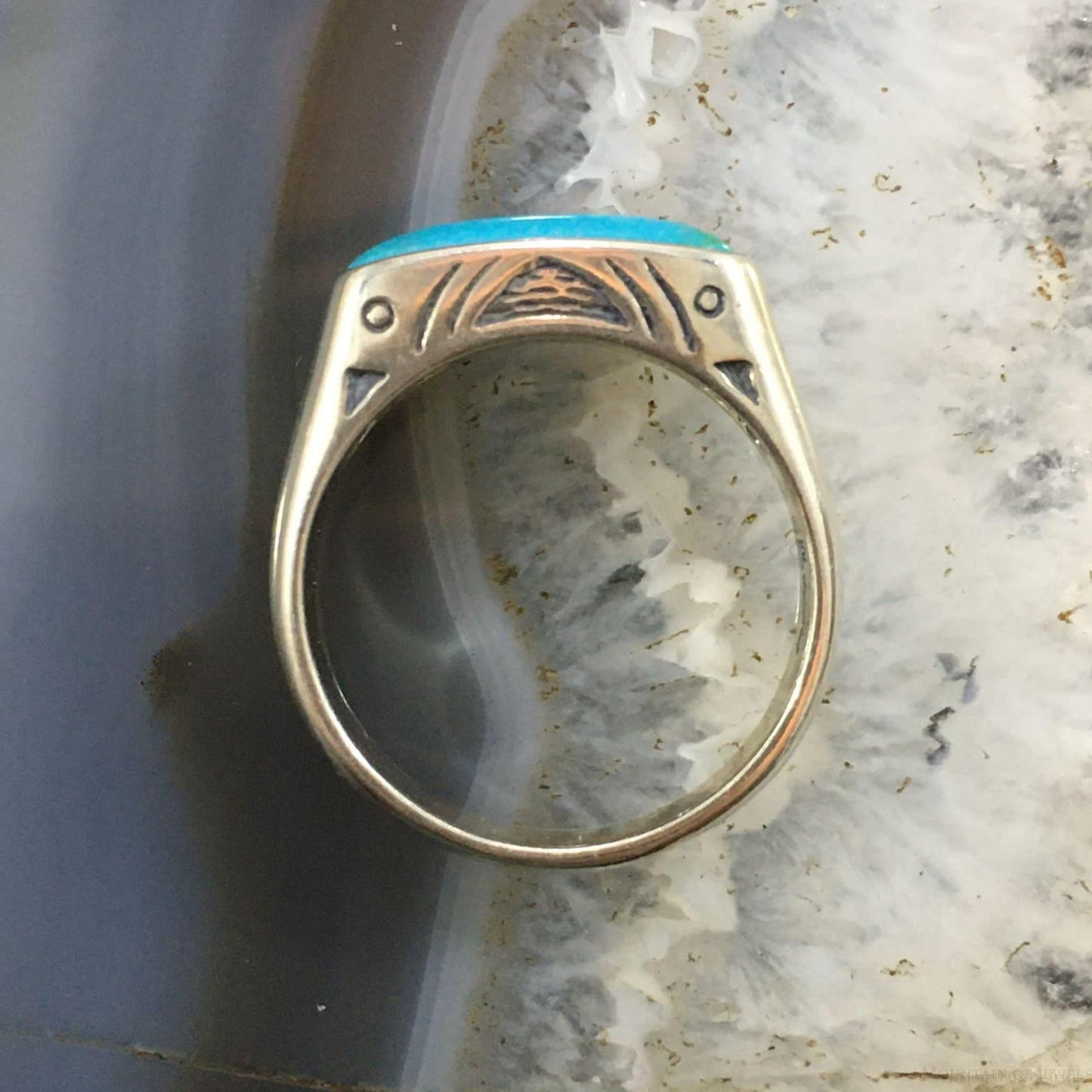 Carolyn Pollack Southwestern Style Sterling Silver Rectangle Turquoise Ring For Women