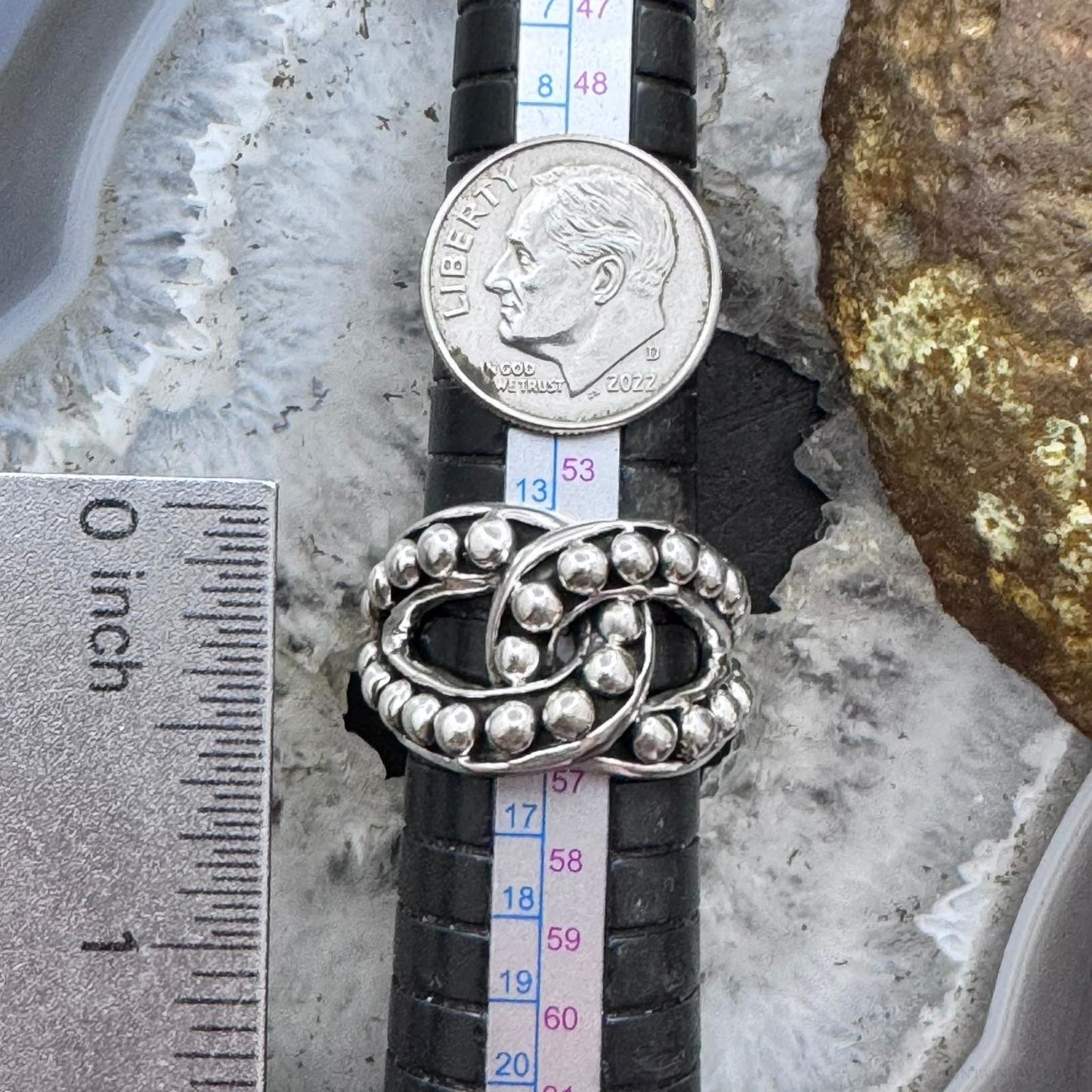 Sterling Silver Intertwined Balls Pattern Fashion Ring For Women,Taxco Mexico