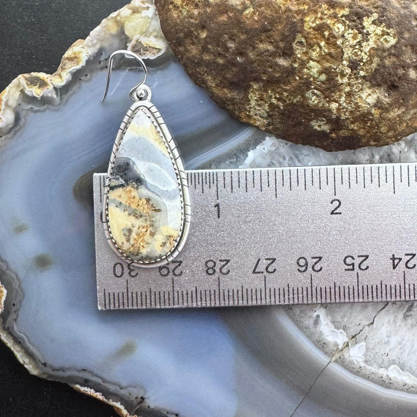 Sterling Silver Southwestern Style Teardrop Maligano Jasper Dangle Earrings For Women #3