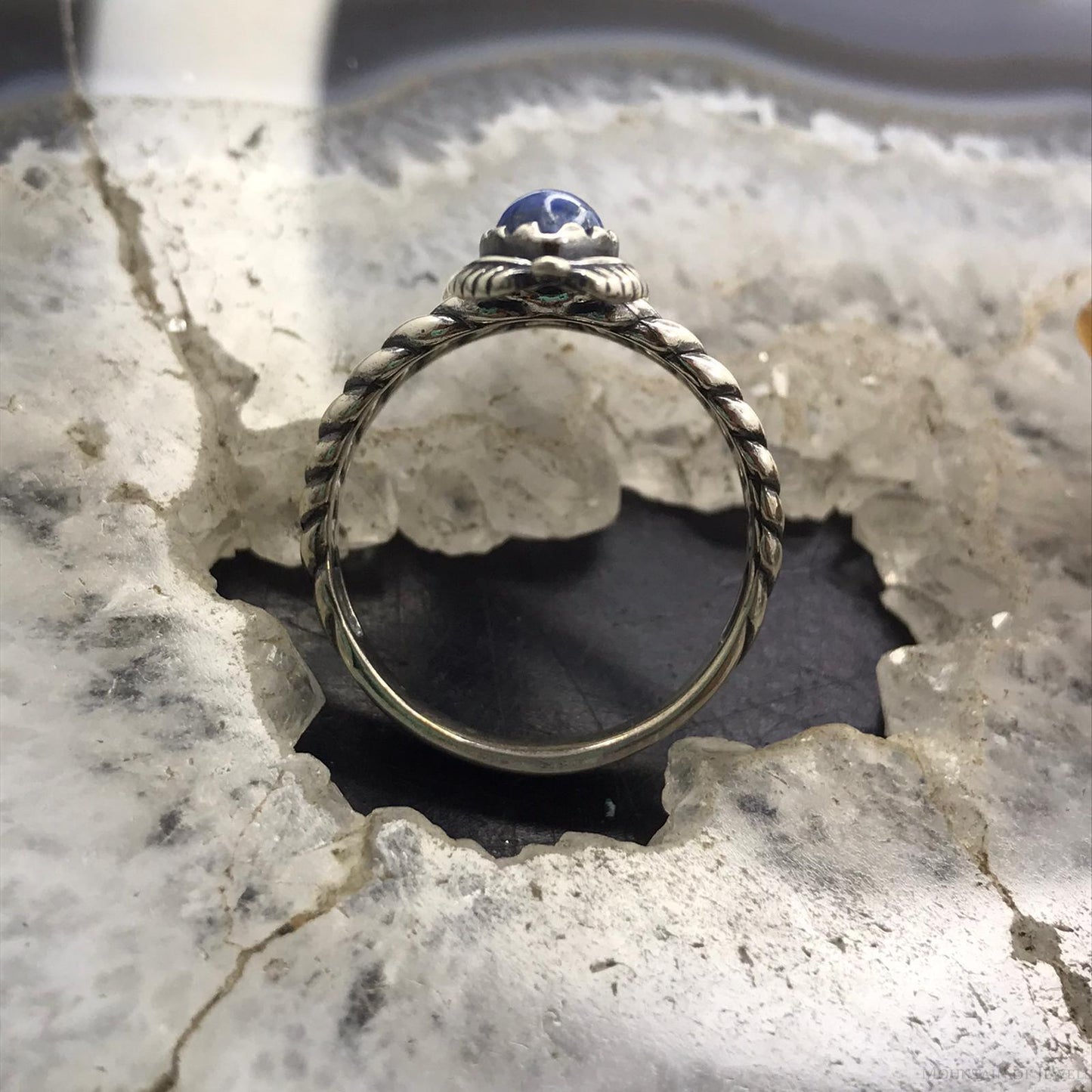 Carolyn Pollack Sterling Silver 3 Denim Lapis Decorated Ring Size 11 For Women