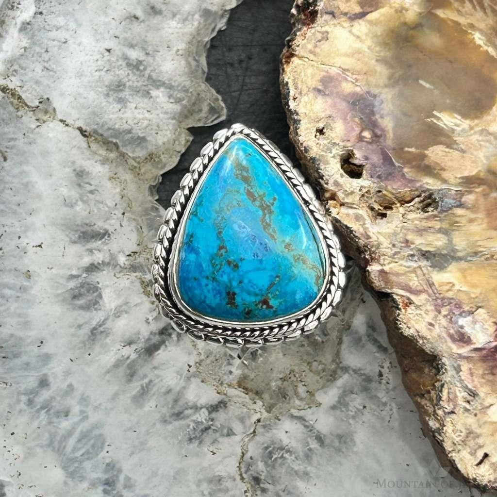 Sterling Silver Southwestern Style Teardrop Shattuckite Decorated Ring Size 7 For Women