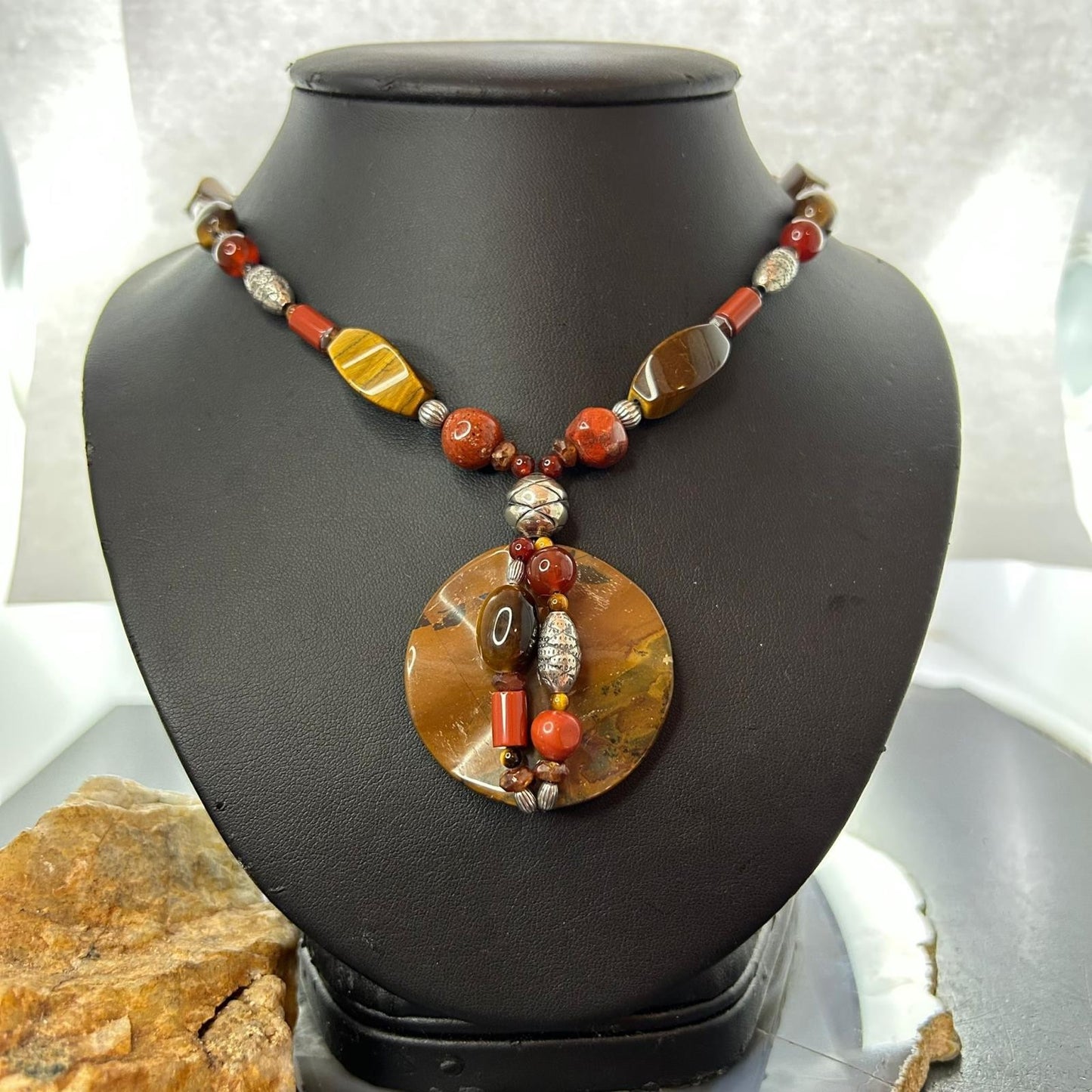 Carolyn Pollack Southwestern Style Sterling Silver Multi Stone Beads Necklace For Women