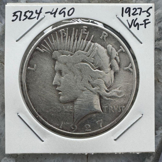 1927-S 90% US Peace Silver Dollar VG-F #51524-4GO