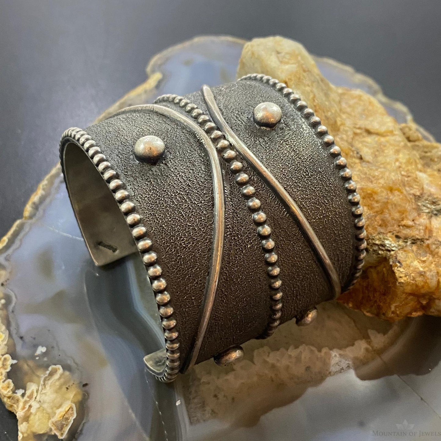Tawney Cruz-Willie Native American Sterling Wide Decorated Bracelet For Women