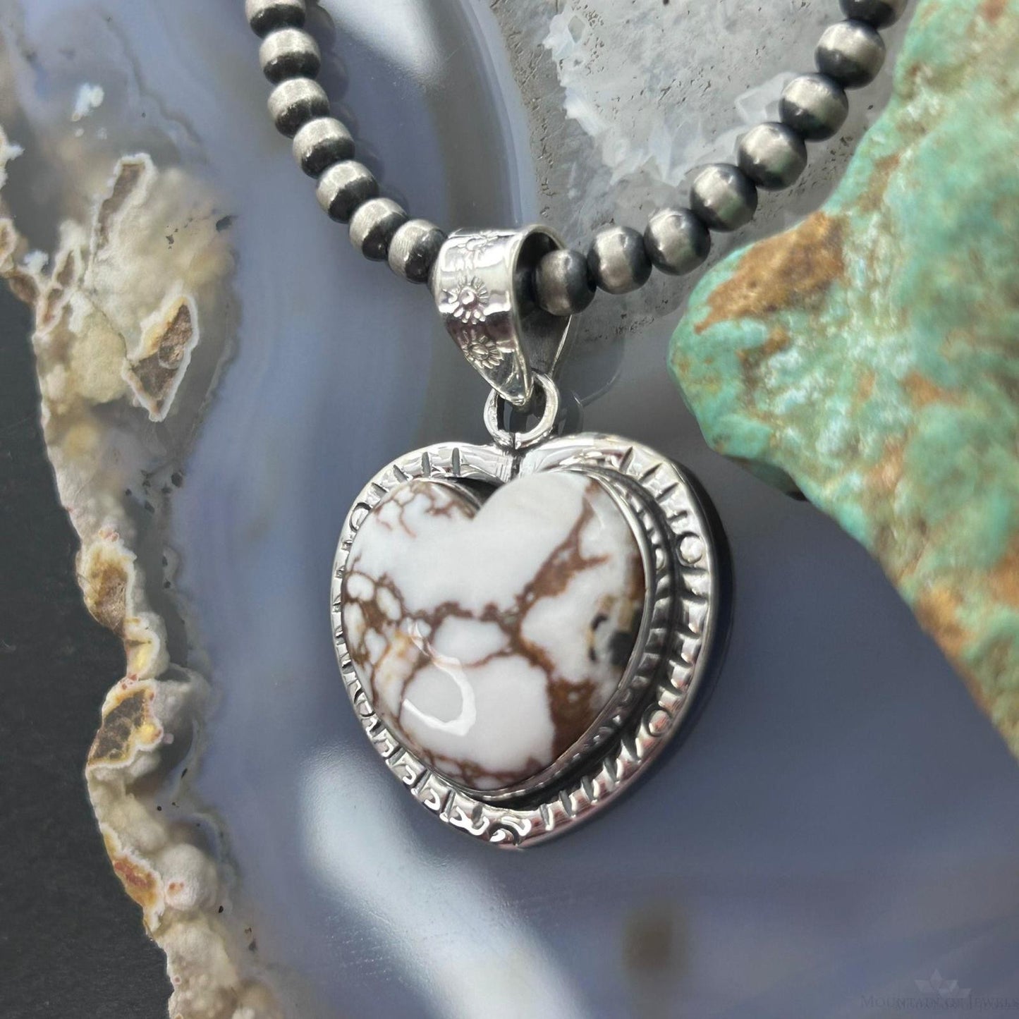 Sterling Silver Southwestern Style Wild Horse Heart Pendant For Women