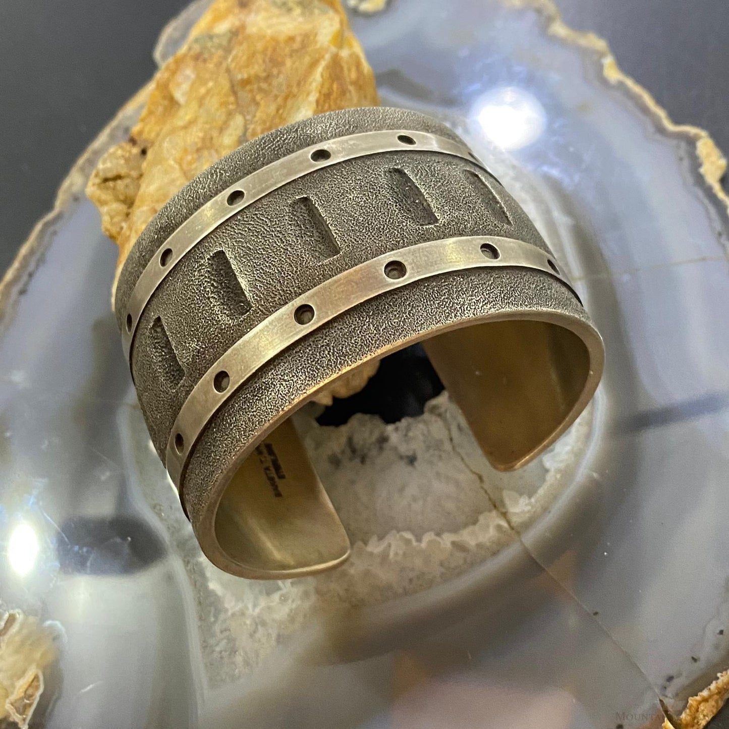 Dakota T. Willie Native American Sterling Silver Tufa Cast Wide Bracelet For Women