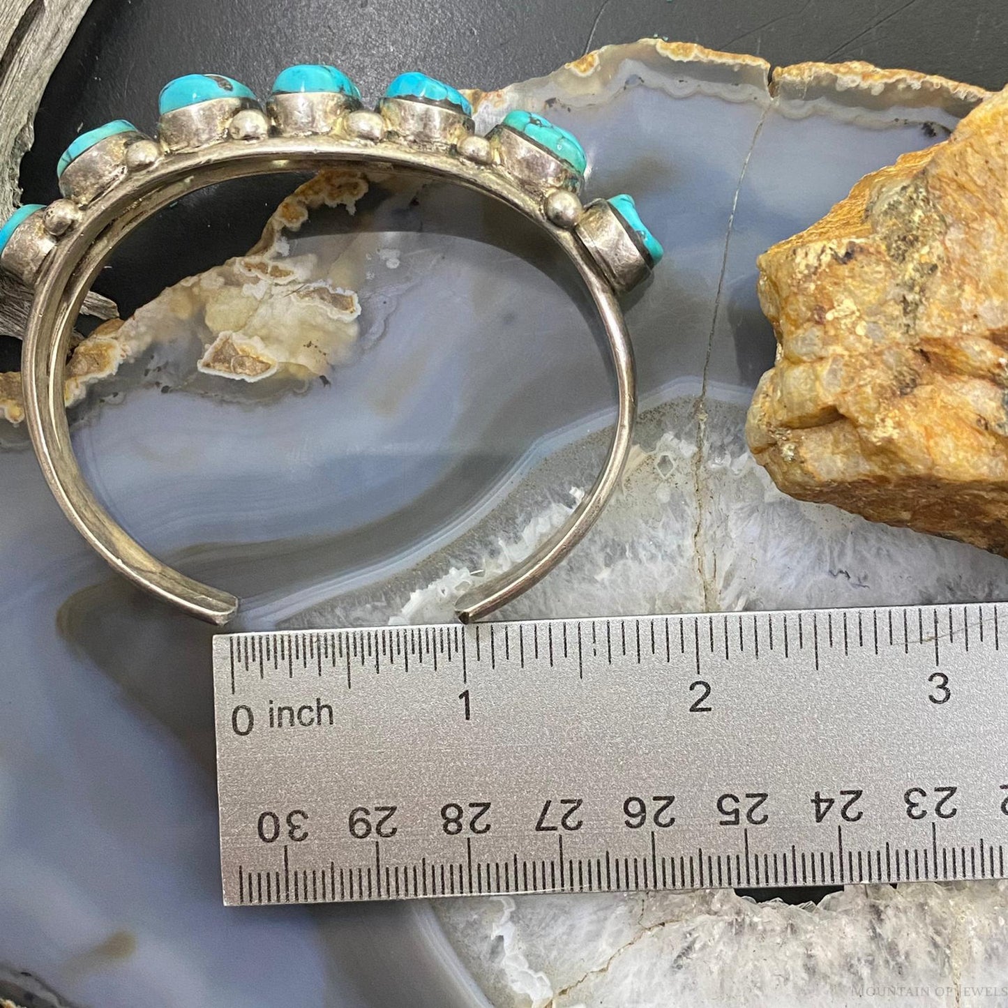 Ramona Loloma Vintage Native American Sterling Graduated Turquoise Bracelet