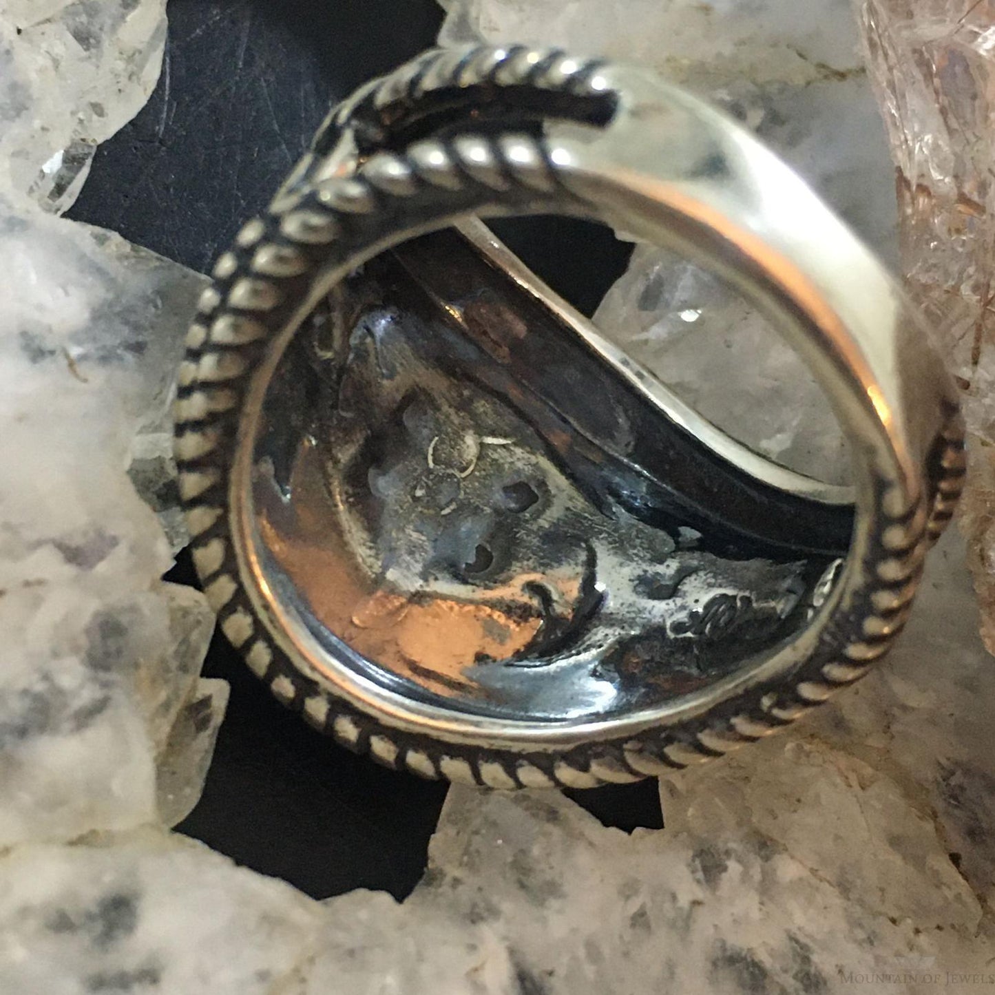 Carolyn Pollack Southwestern Style Sterling Silver Wide Decorated Ring For Women