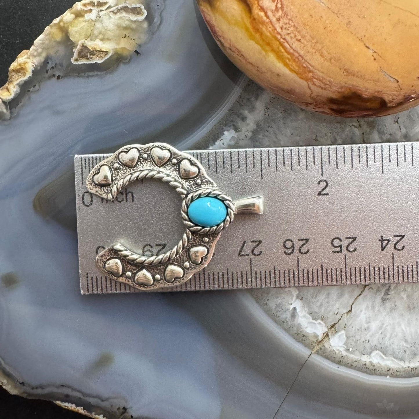 Carolyn Pollack Sterling Silver Turquoise Decorated Heart Naja Pendant For Women