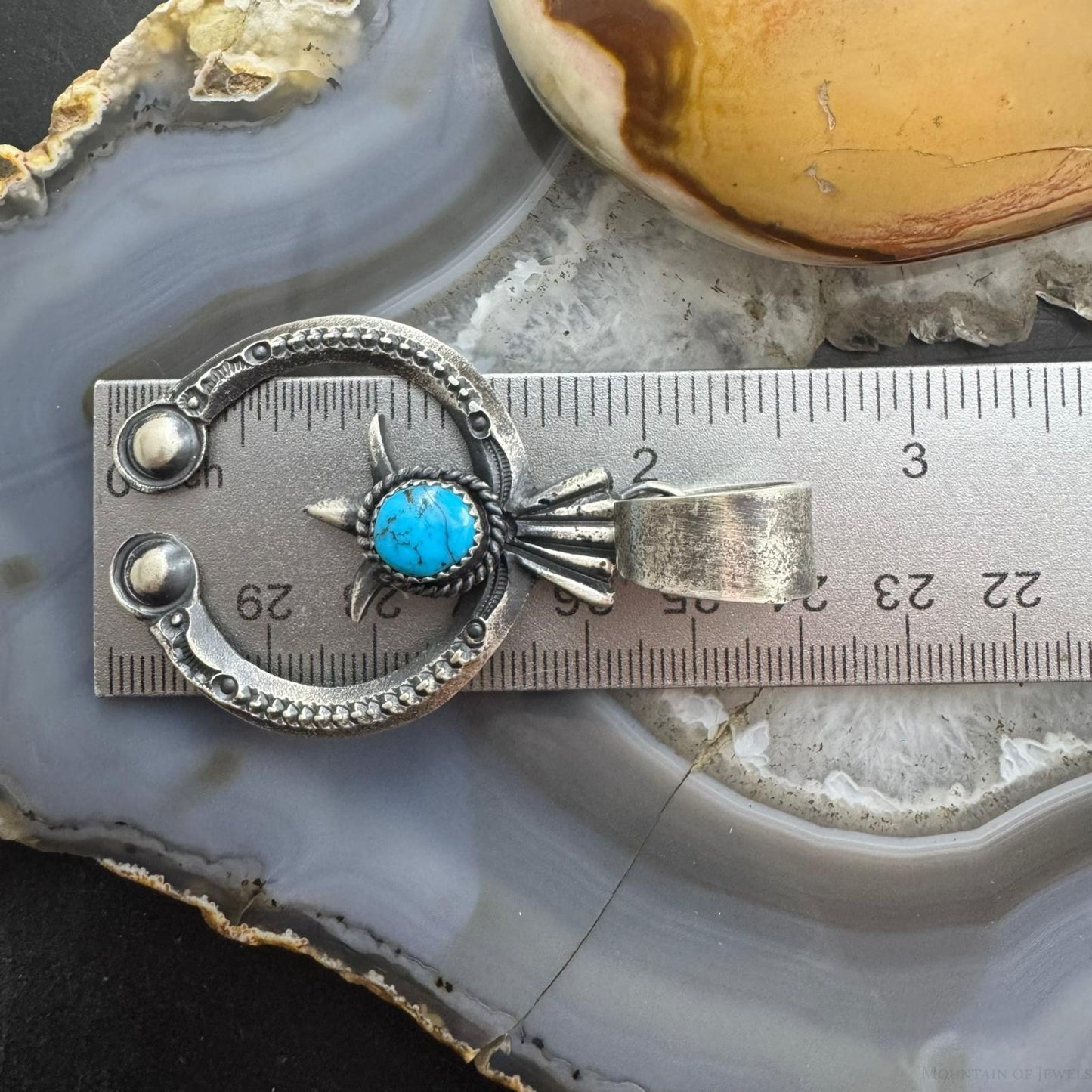 Eva & Linberg Billah Native American Sterling Turquoise Unisex Naja Pendant #3