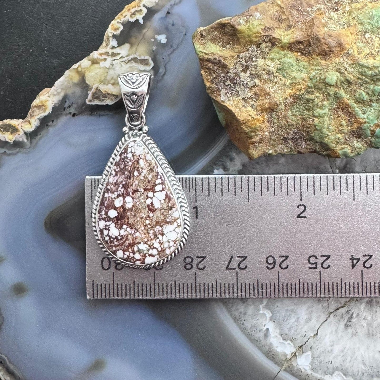 Native American Sterling Silver Teardrop Wild Horse Decorated Pendant For Women
