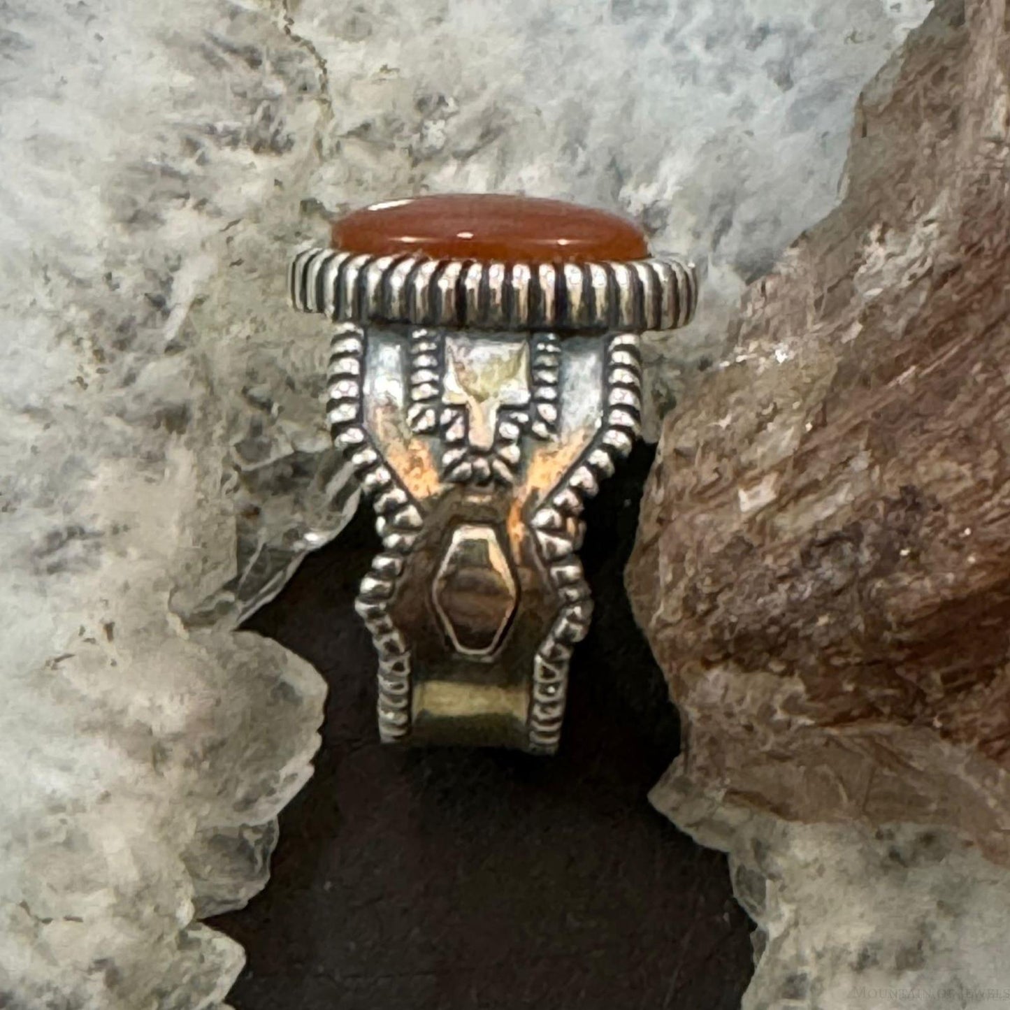 Carolyn Pollack Sterling Silver Oval Carnelian Decorated Ring For Women