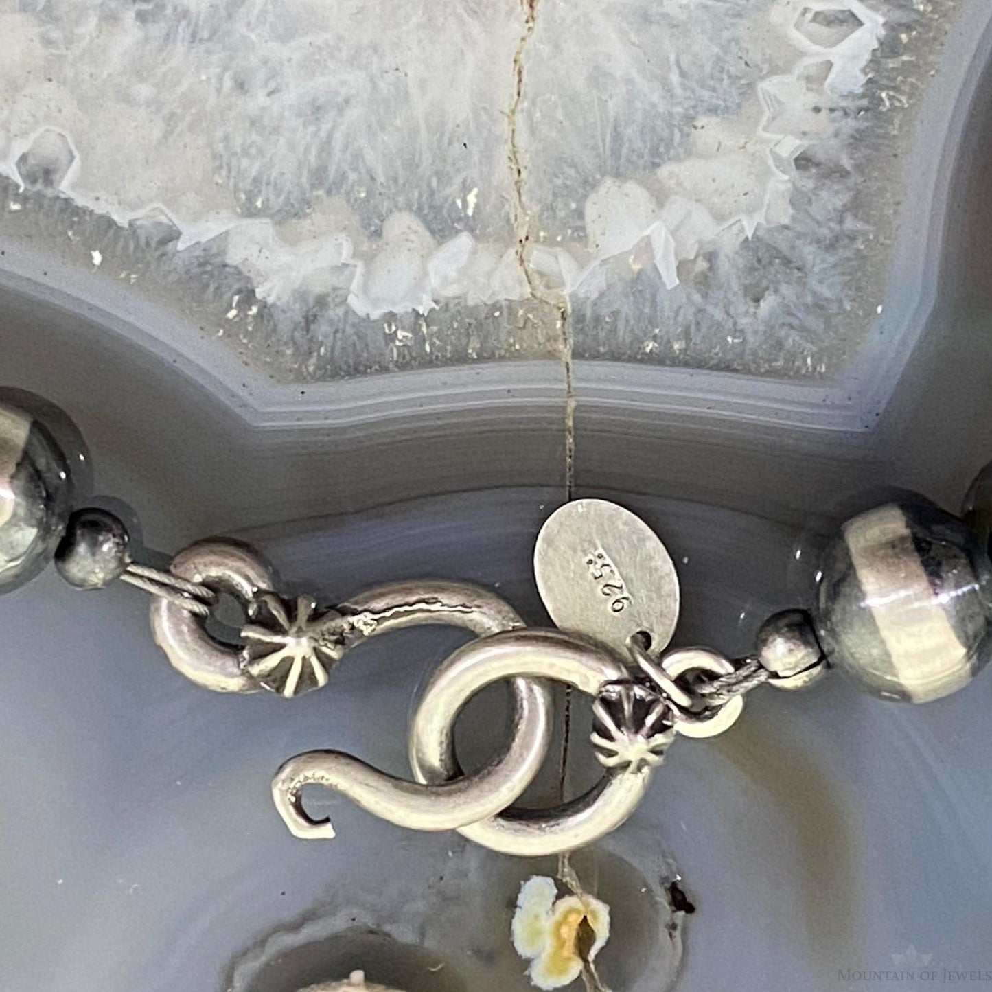 Navajo Pearl Beads 8 mm Sterling Silver Necklace Length 20" For Women