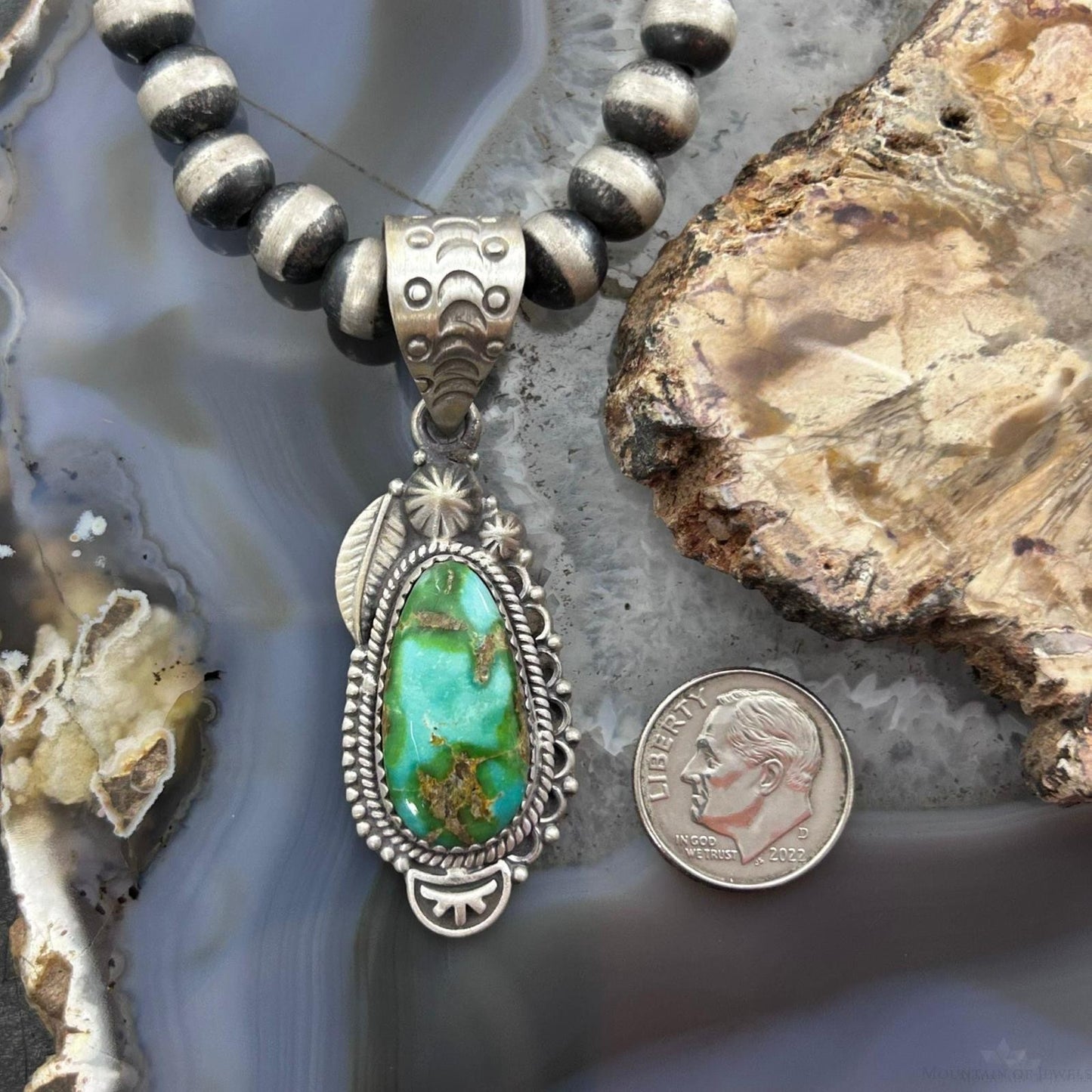 Sterling Silver Southwestern Style Sonora Gold Turquoise Decorated Pendant For Women #1