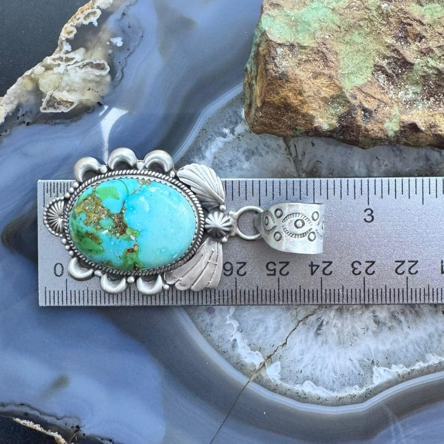 Sterling Silver Southwestern Style Chubby High Grade Sonora Gold Turquoise Pendant For Women
