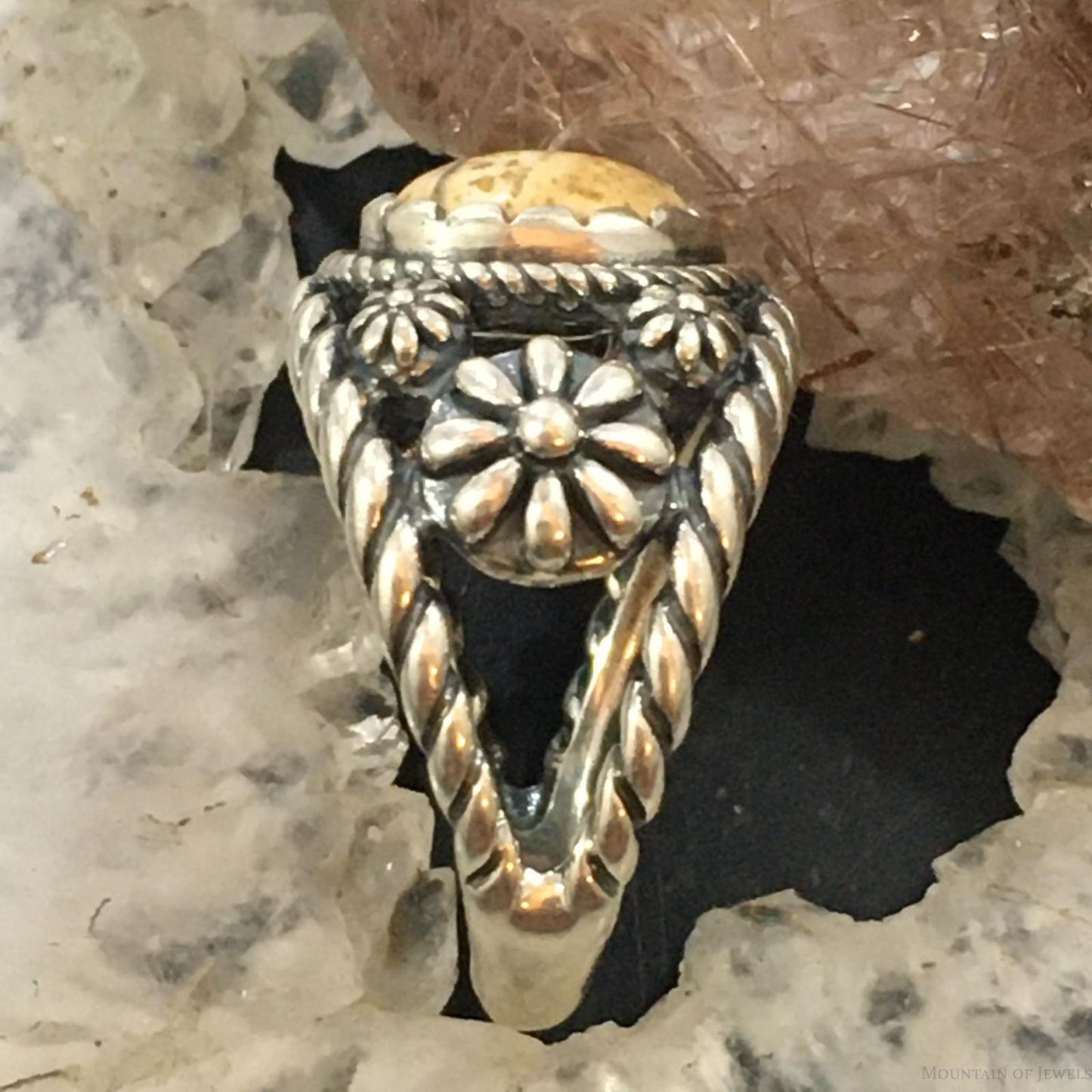 Carolyn Pollack Vintage Southwestern Style Sterling Oval Picture Jasper Decorated Ring For Women