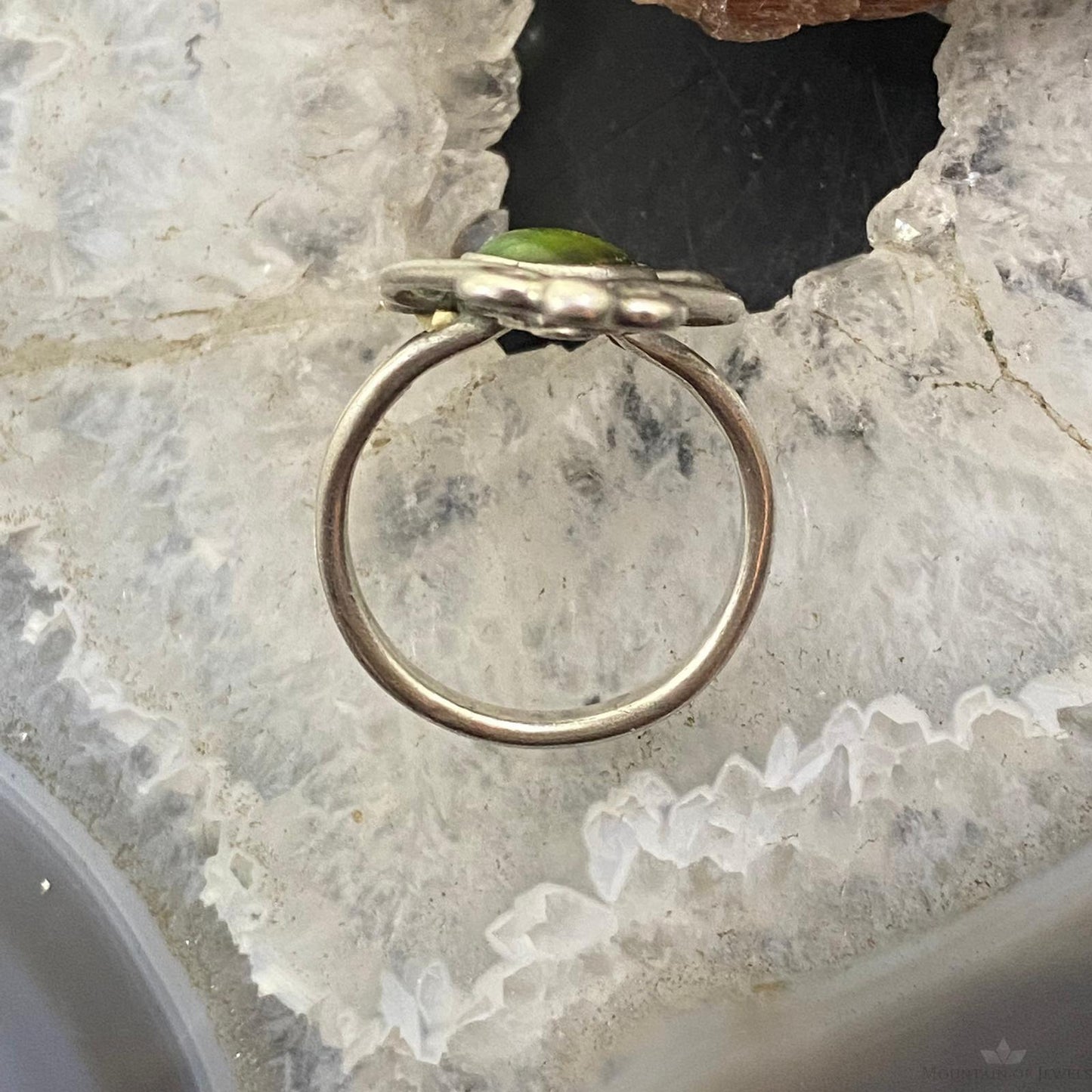 Vintage Silver Round Turquoise Fashion Ring Size 7.5 For Women