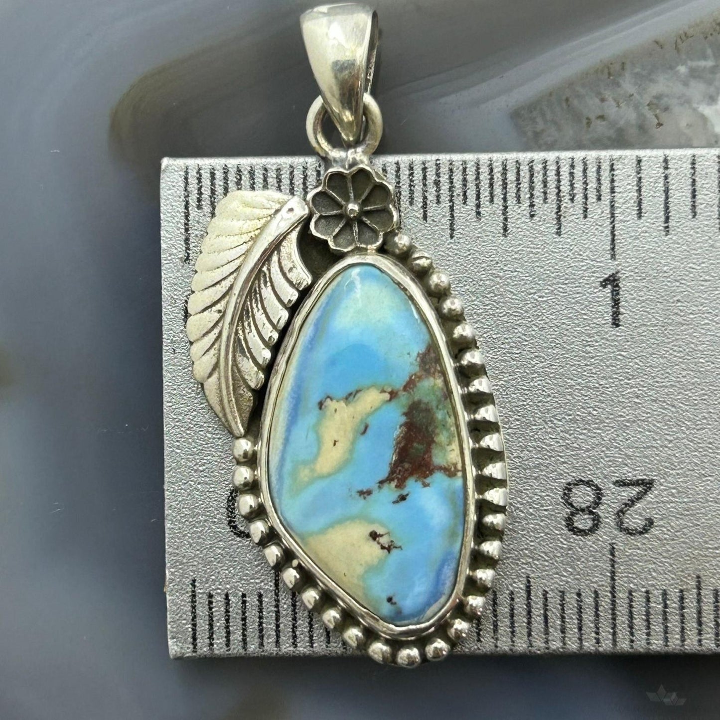 Sterling Silver Southwestern Style Triangular Golden Hill Turquoise Pendant For Women
