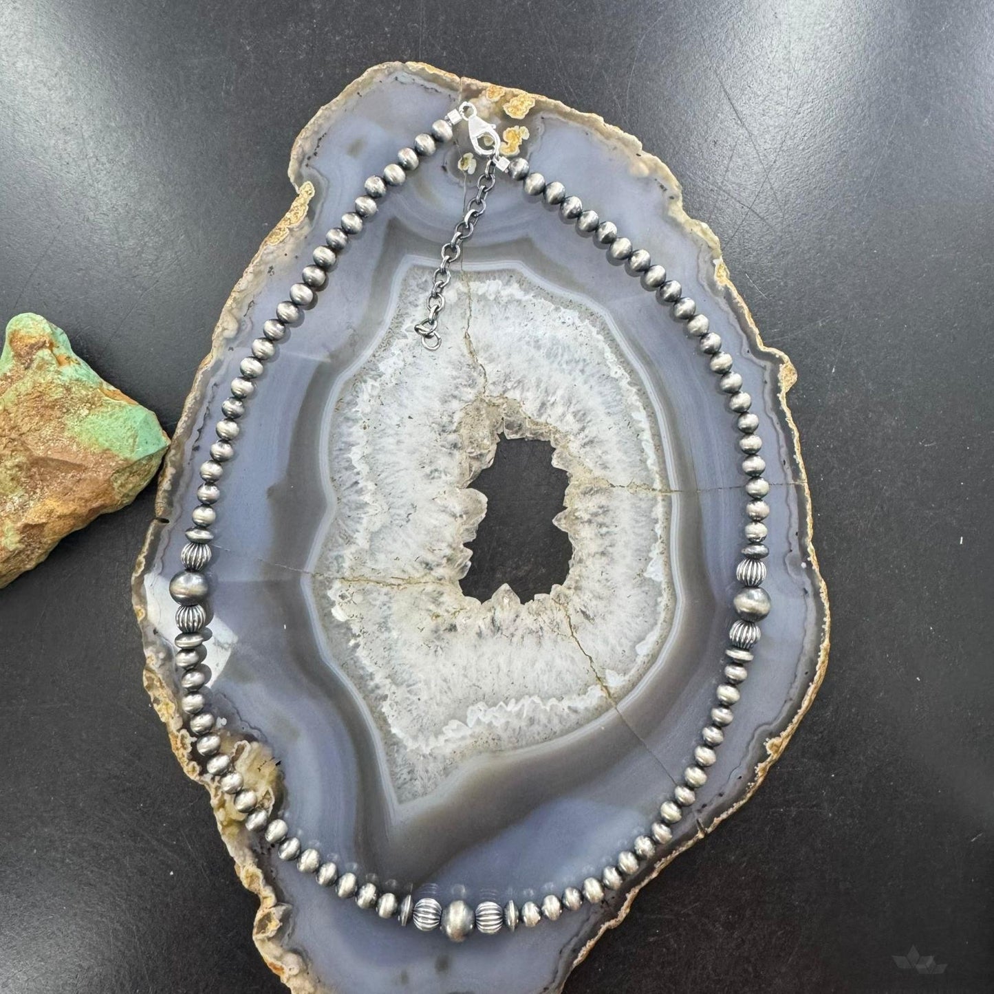 Sterling Silver Southwestern Style Navajo Pearl Beads 2-8 mm Necklace 18"-20" For Women