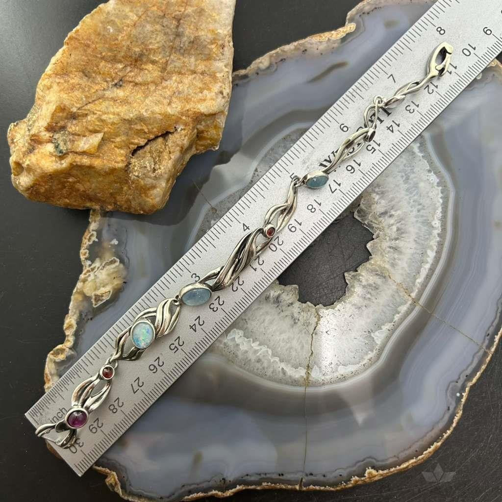 Carolyn Pollack Sterling Silver Multi-Gemstone Link Foldover Bracelet For Women