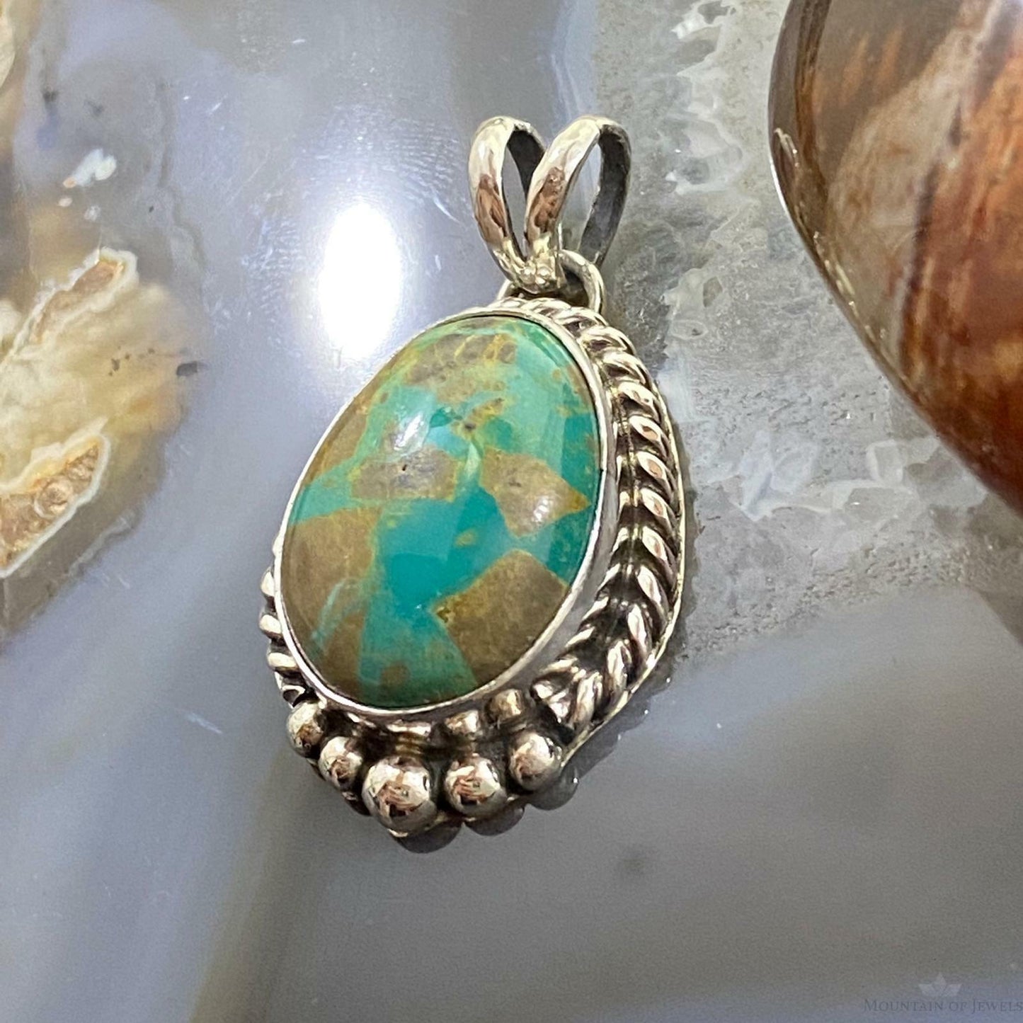Monica Silversmith Native American Sterling Silver Turquoise Unisex Pendant