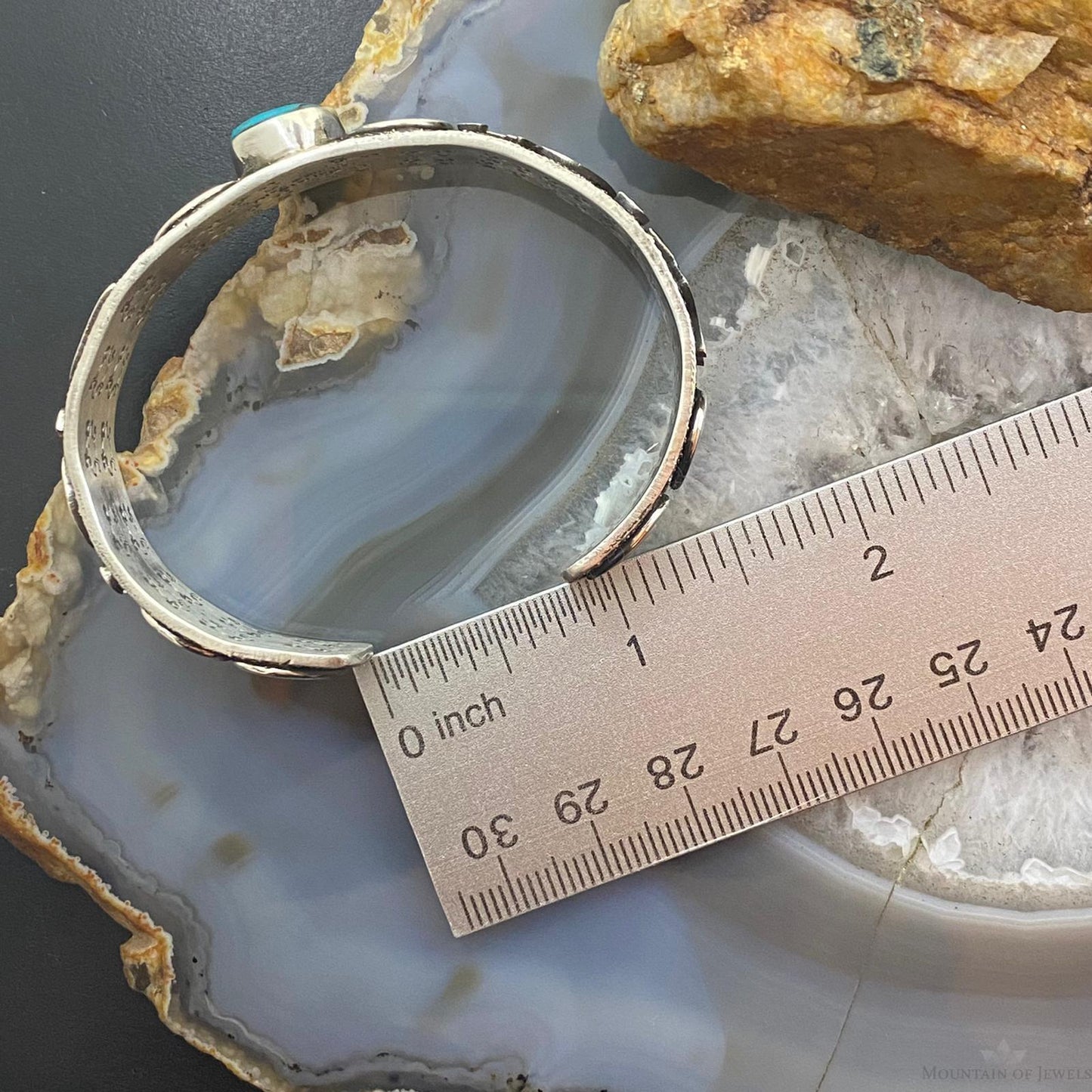 Alex Sanchez Native American Sterling Turquoise Petroglyph Bracelet For Women #2