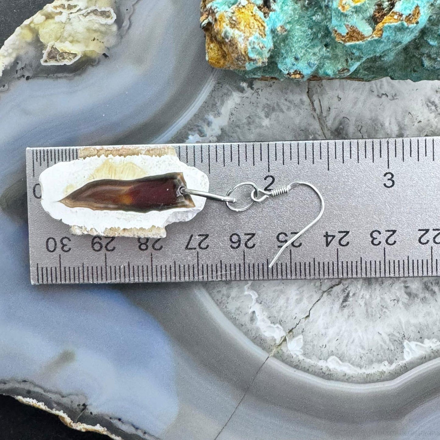 Sterling Silver Agate Slab Dangle Earrings For Women #350