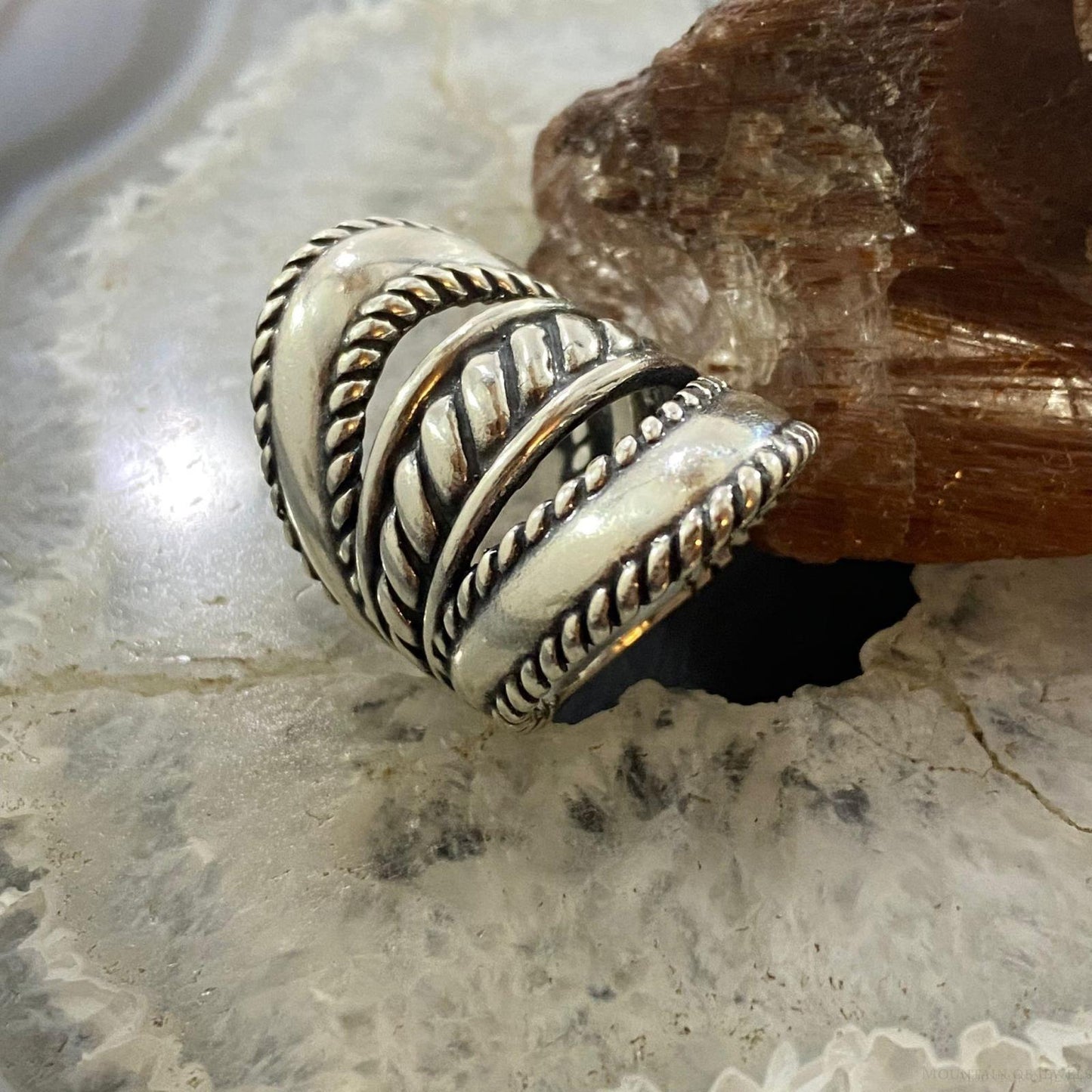 Carolyn Pollack Vintage Sterling Silver Decorated Ropes & Bands Ring For Women