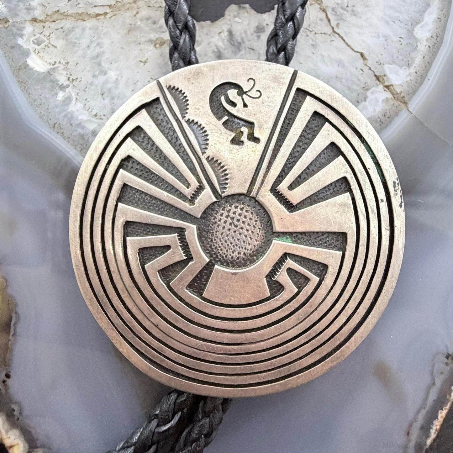 Vintage Hopi Native American Sterling Silver Man in the Maze Bolo Tie For Men