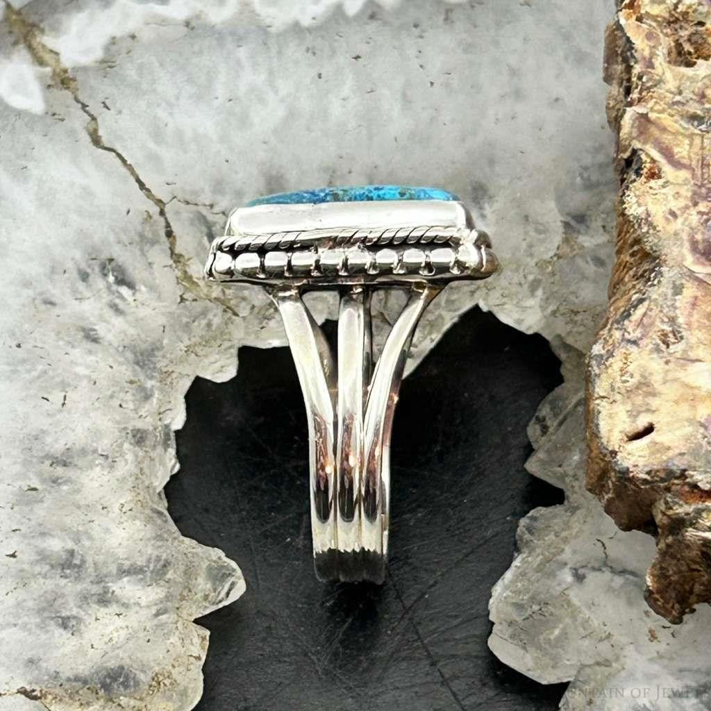Sterling Silver Southwestern Style Shattuckite Decorated Bar Ring Size 7 For Women