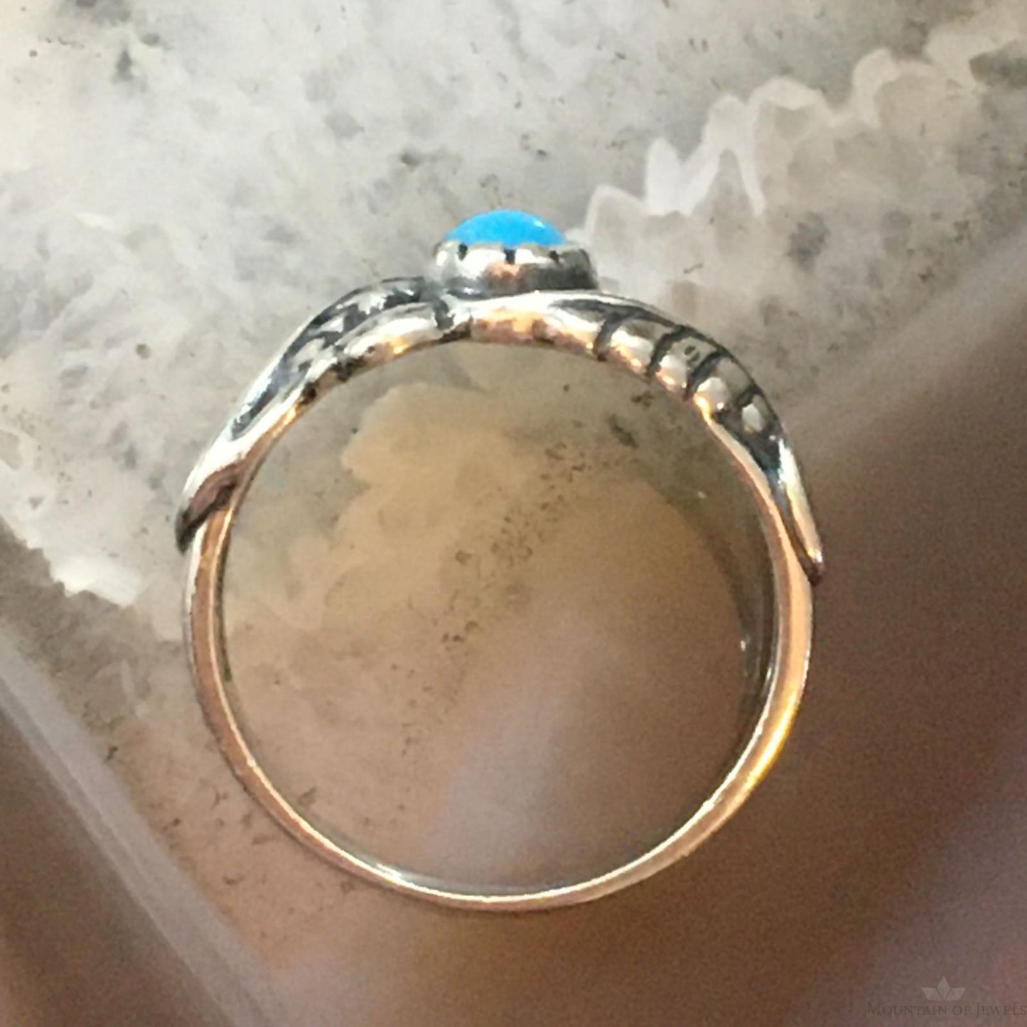 Carolyn Pollack Sterling Silver Oval Sleeping Beauty Turquoise Floral Ring For Women