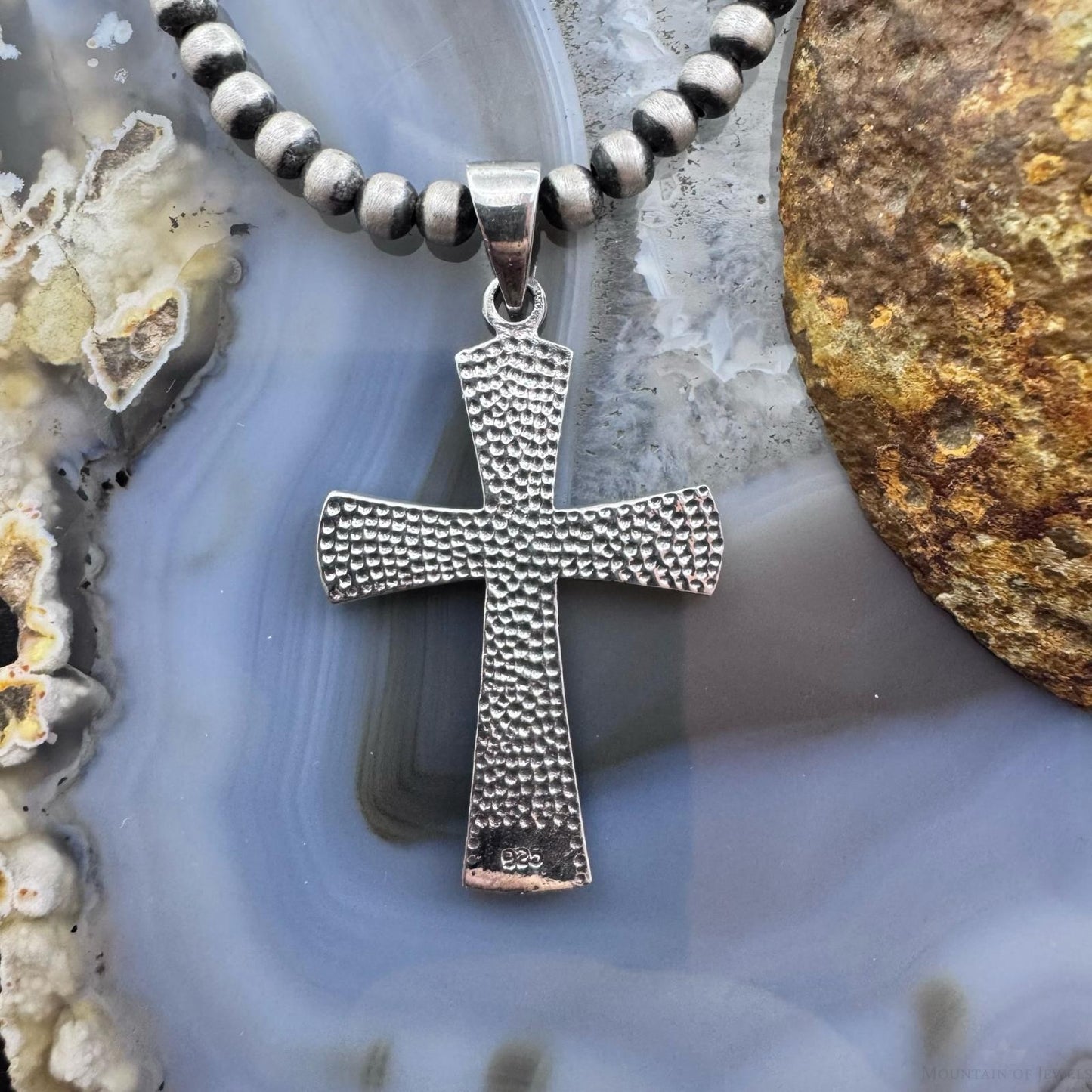 Sterling Silver Southwestern Style Decorated Unisex Cross Pendant