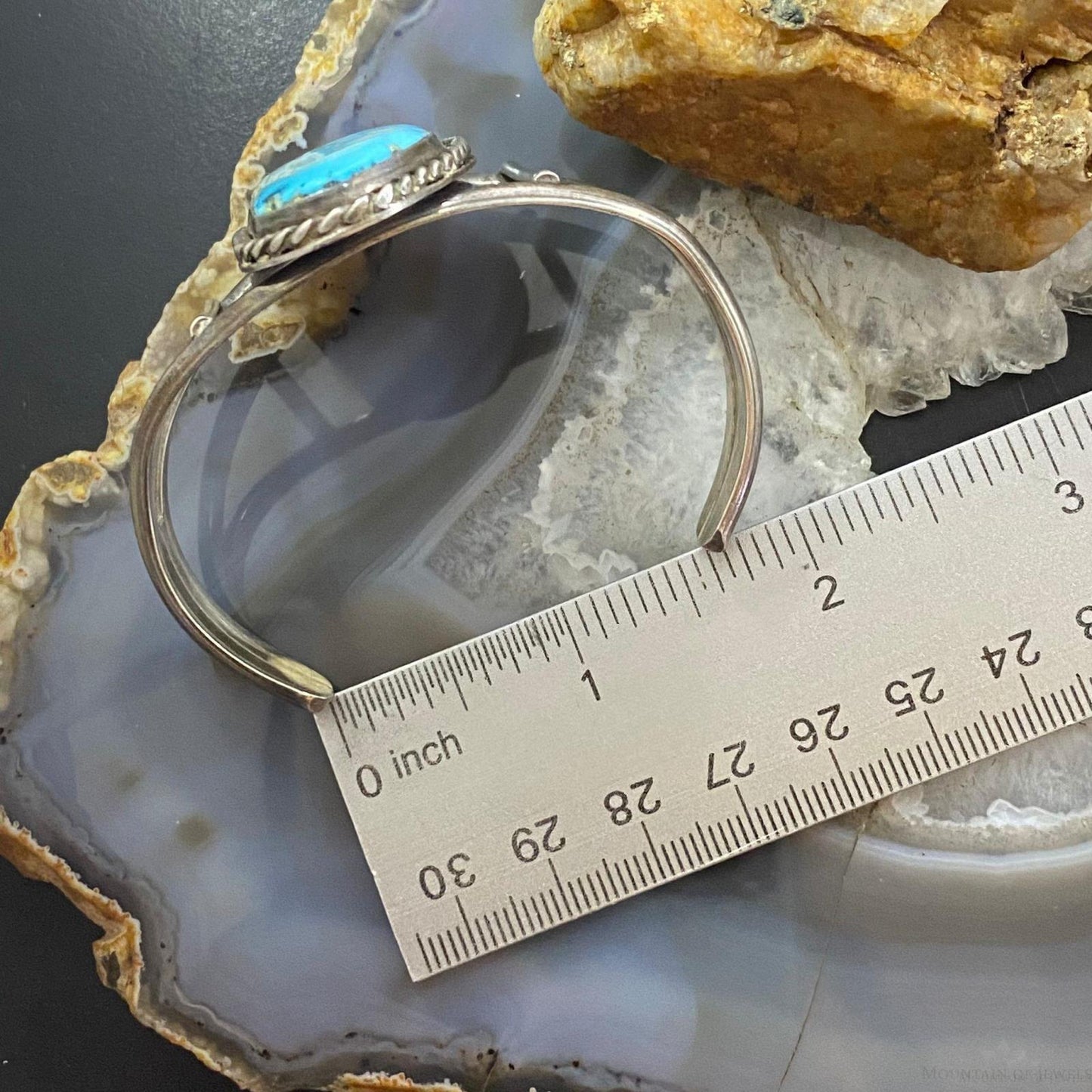 Vintage Native American Silver Large Kidney Shape Turquoise Bracelet For Women