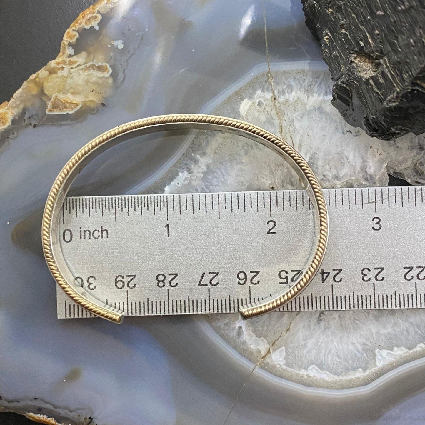 Vintage Native American Sterling Silver & Gold Filled Bracelet For Women
