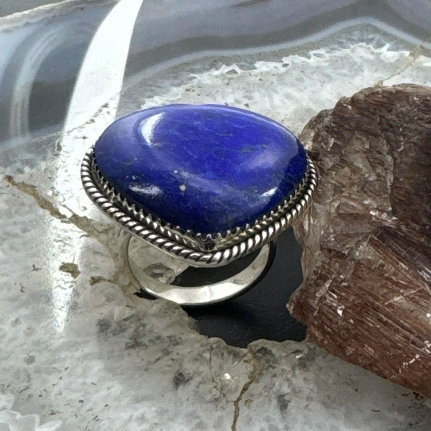 Sterling Silver Southwestern Style Lapis Heart Ring For Women
