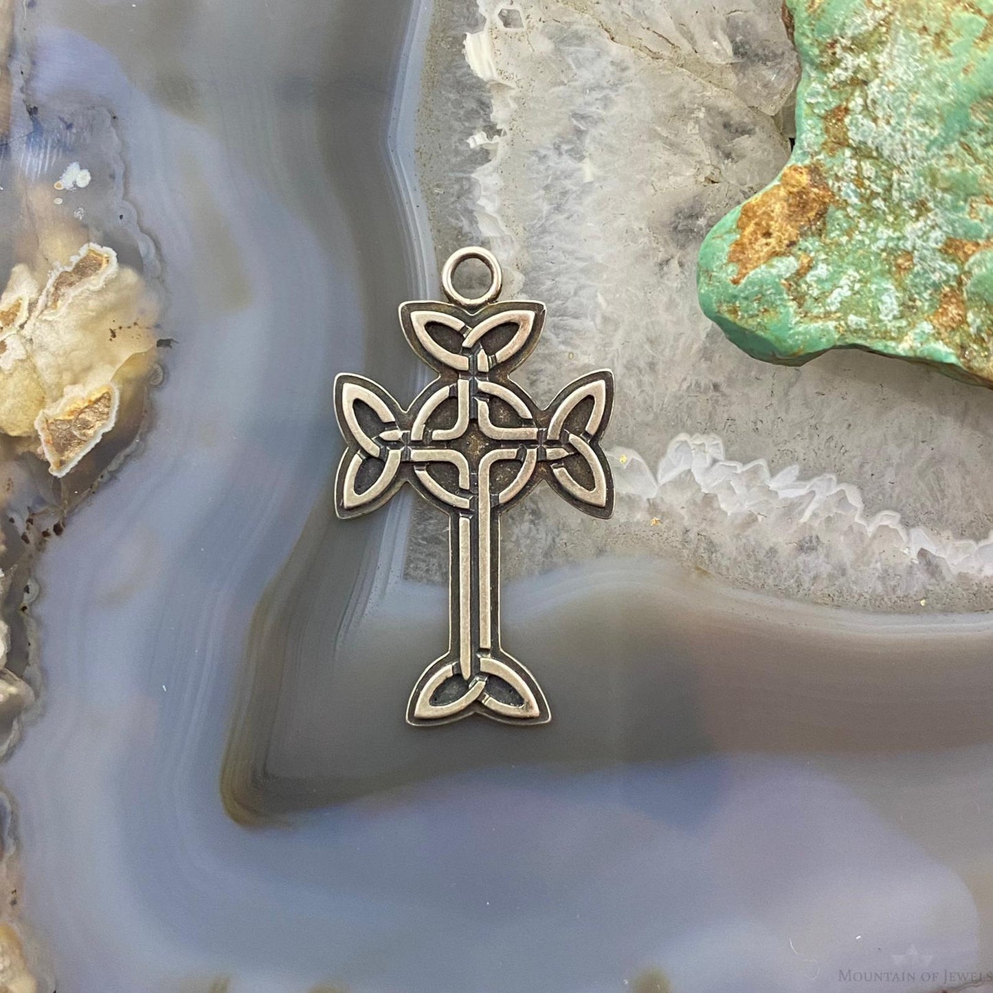 Vintage Signed Anderson Sterling Silver Overlay Celtic Cross Unisex Pendant