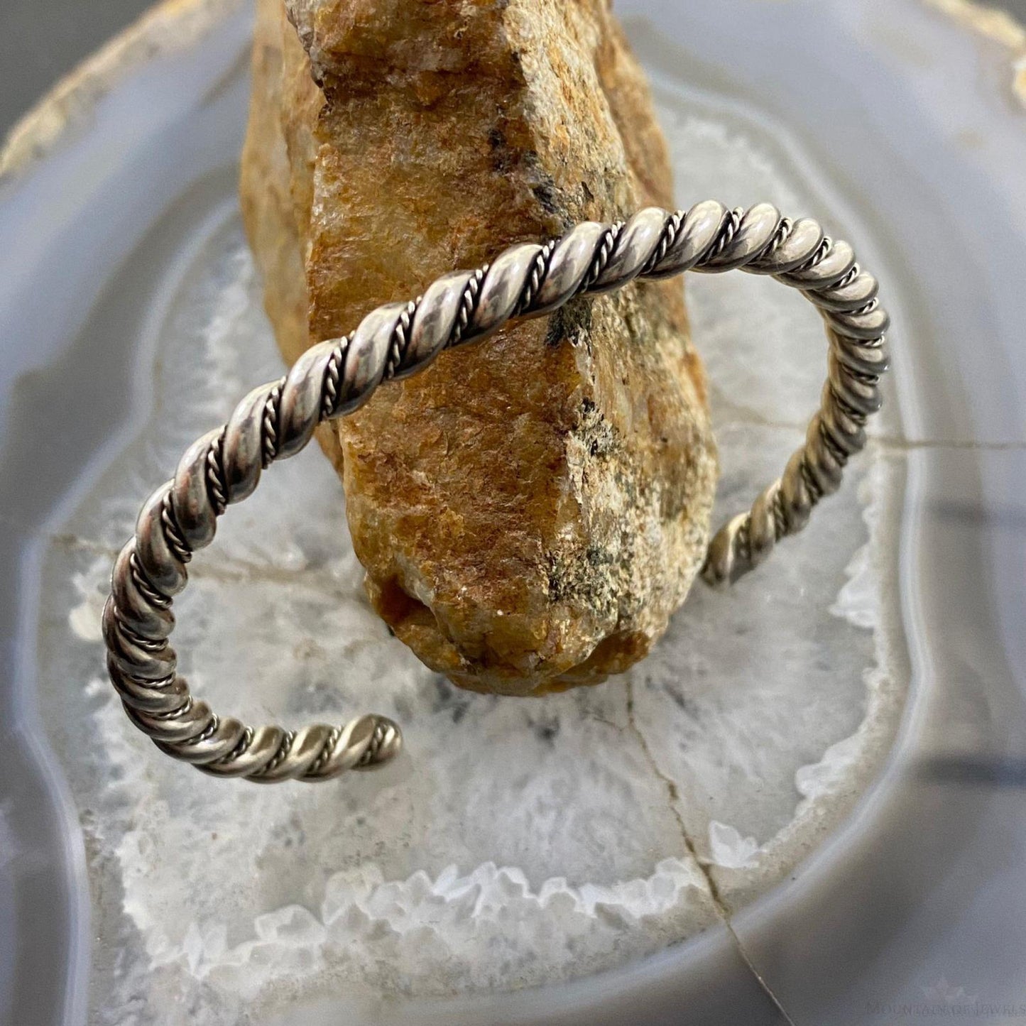 Vintage Native American Silver Rope Twisted Stackable Bracelet For Women