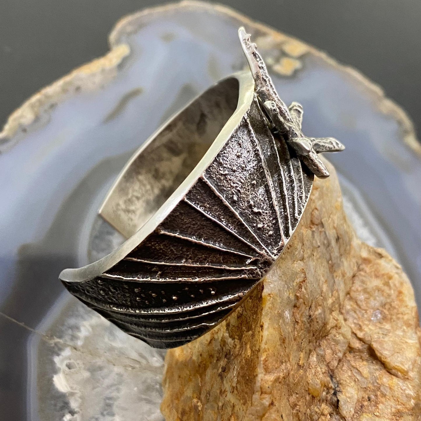 Cheyenne Custer Sterling Silver Tufa Cas Dragonfly Tapered Bracelet For Women