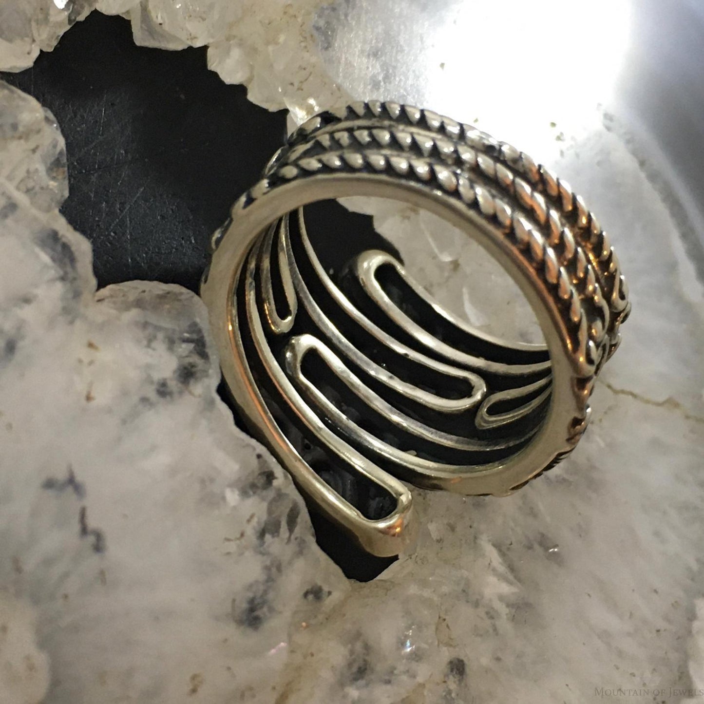 Carolyn Pollack Southwestern Style Sterling Silver Decorated Coil Ring For Women